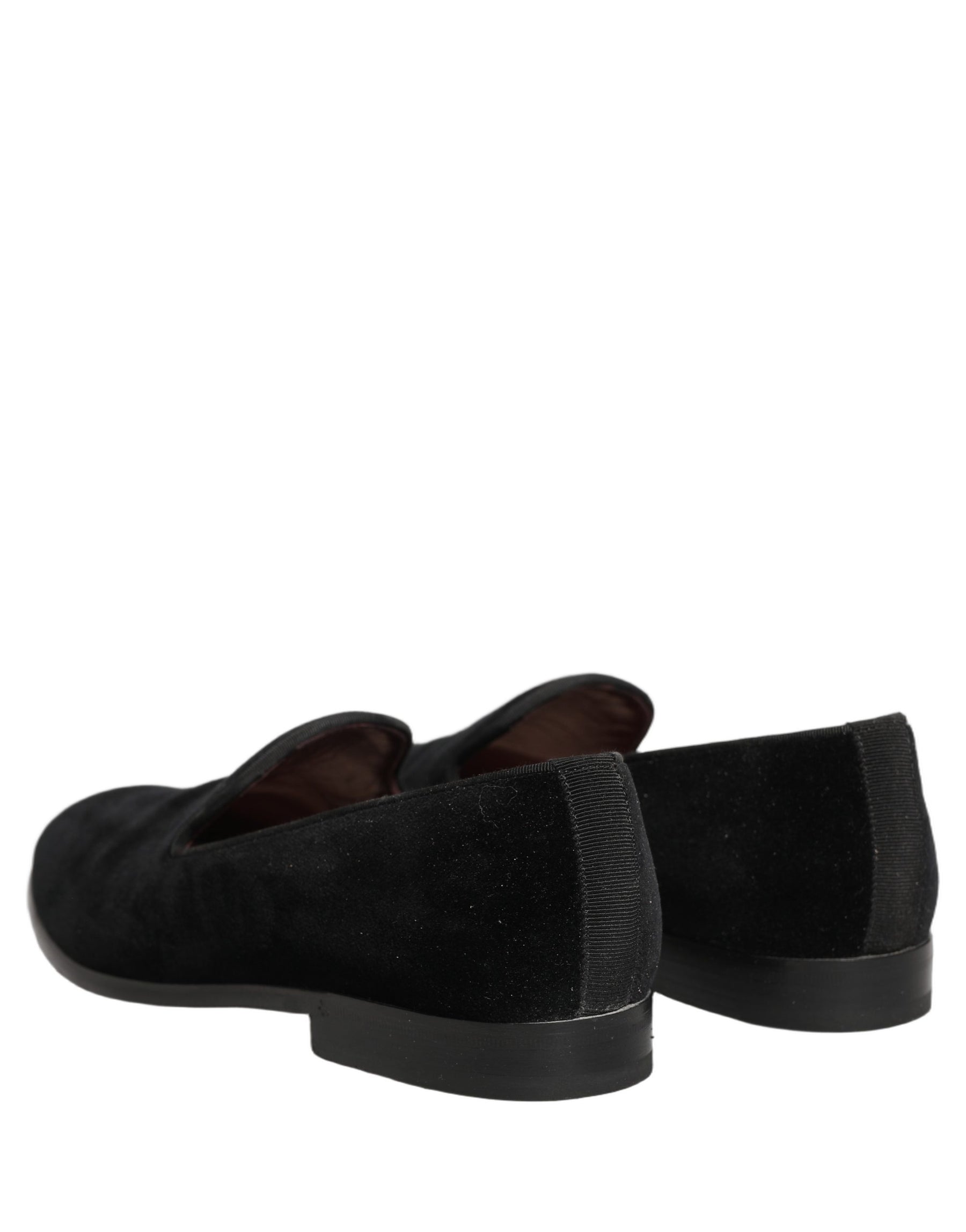 Dolce & Gabbana Black Velvet Cotton Loafers Formal Dress Shoes | Regal Royce