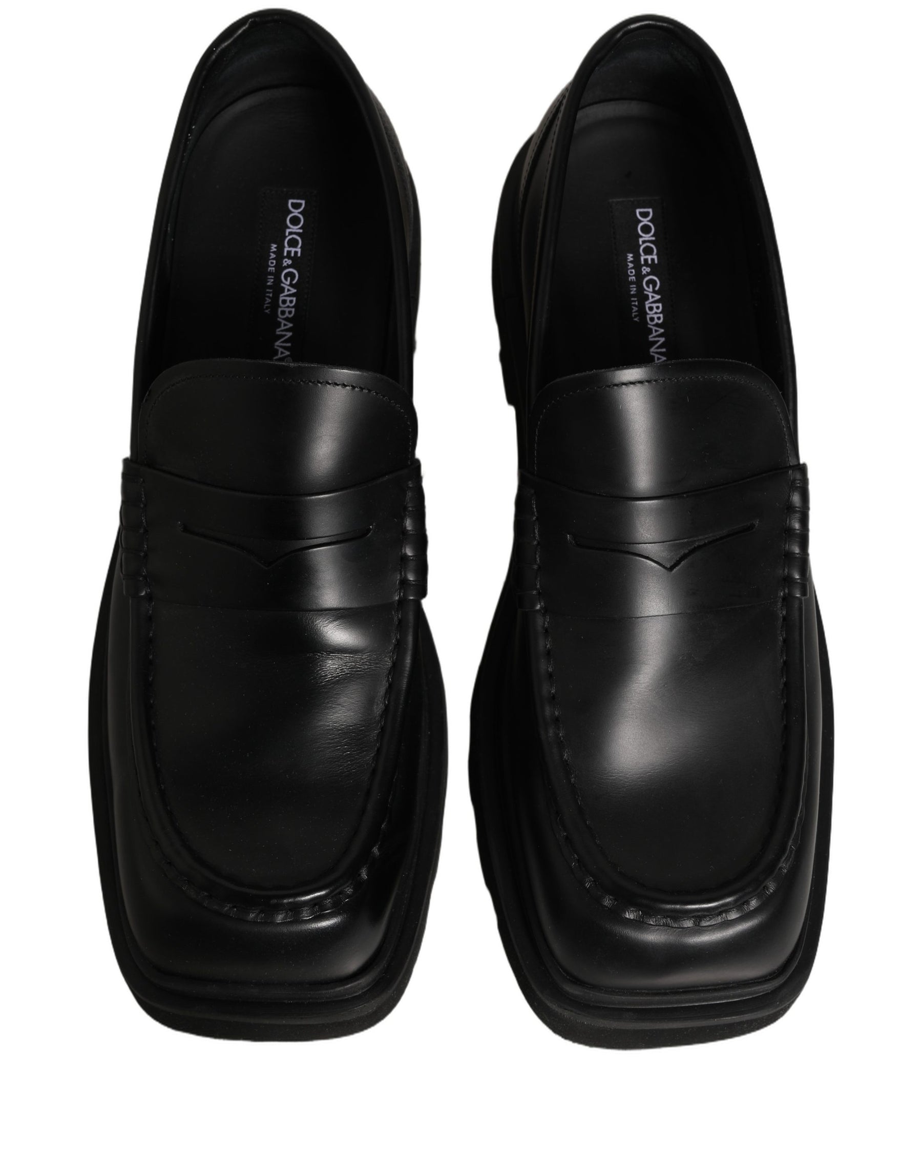 Dolce & Gabbana Black Calfskin Leather Men Dress Loafer Shoes | Regal Royce