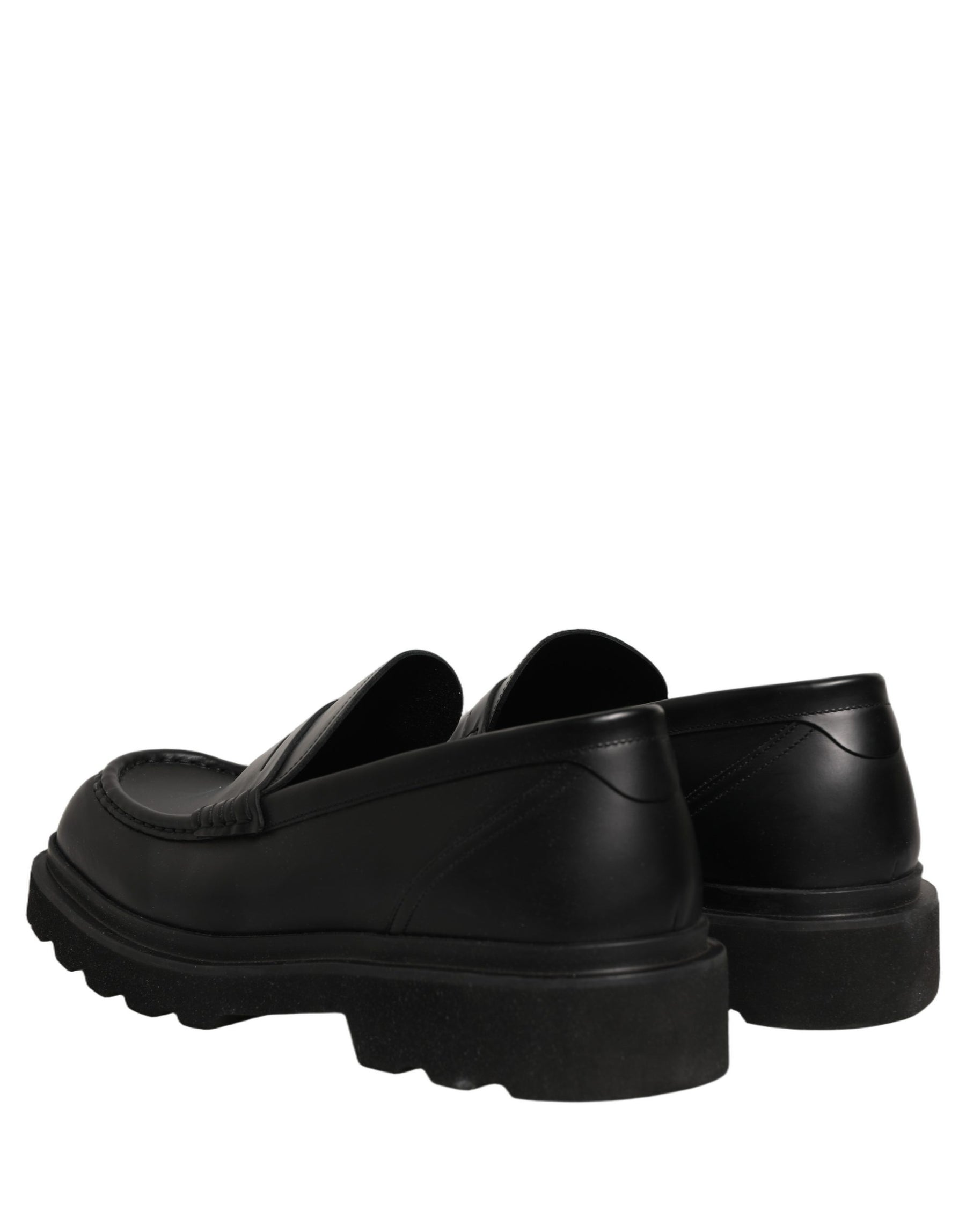 Dolce & Gabbana Black Calfskin Leather Men Dress Loafer Shoes | Regal Royce