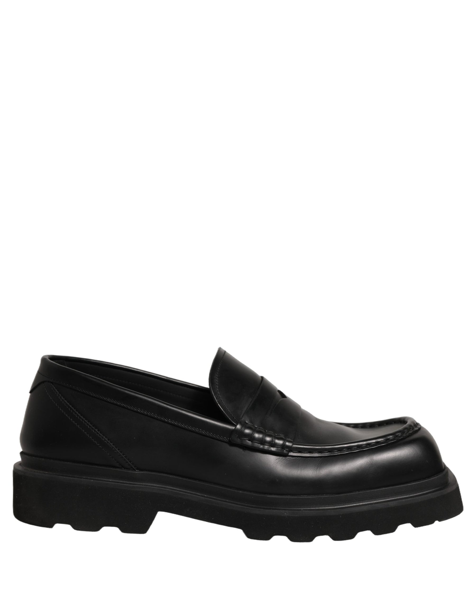 Dolce & Gabbana Black Calfskin Leather Men Dress Loafer Shoes | Regal Royce