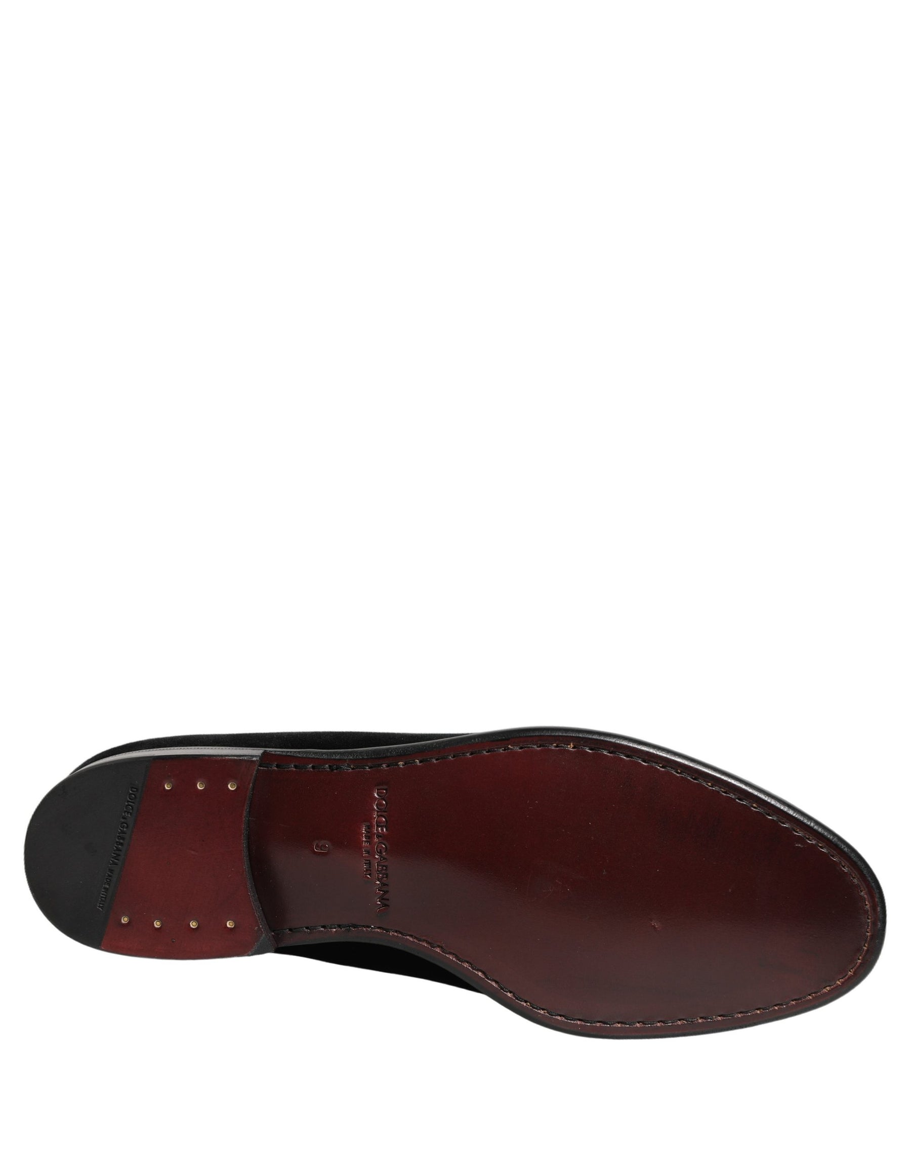 Dolce & Gabbana Black Velvet Loafers Formal Men Dress Shoes | Regal Royce