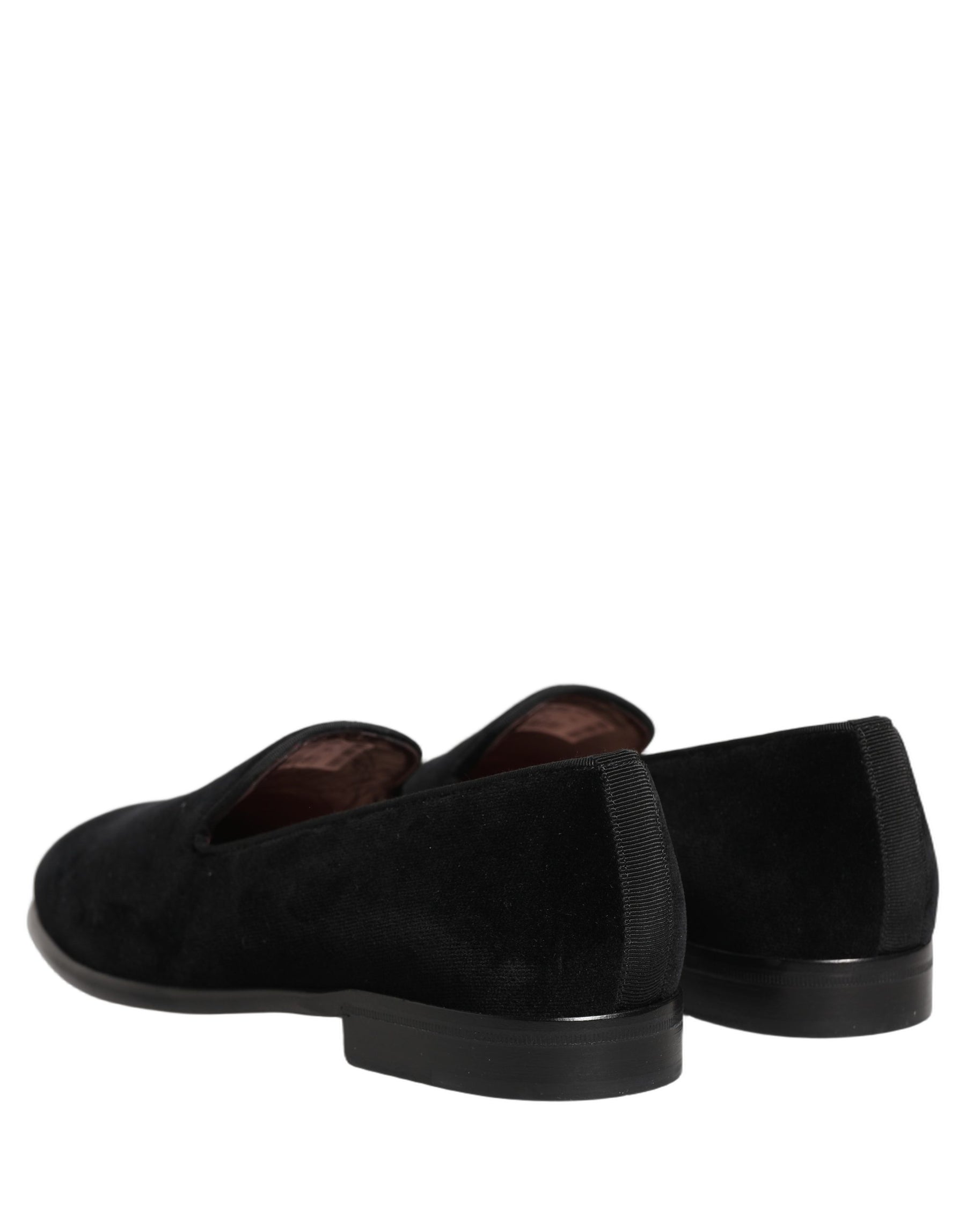 Dolce & Gabbana Black Velvet Loafers Formal Men Dress Shoes | Regal Royce