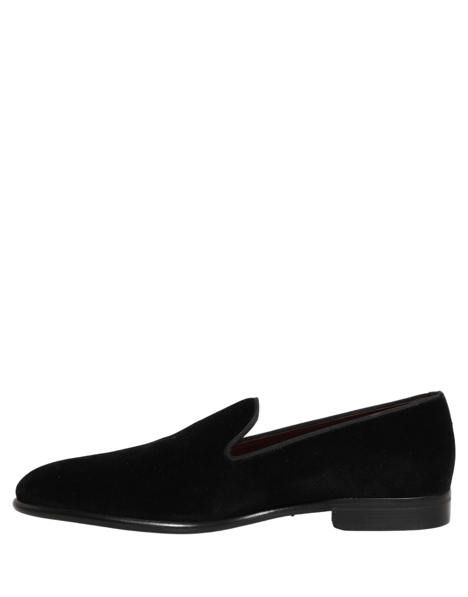 Dolce & Gabbana Black Velvet Loafers Formal Men Dress Shoes | Regal Royce