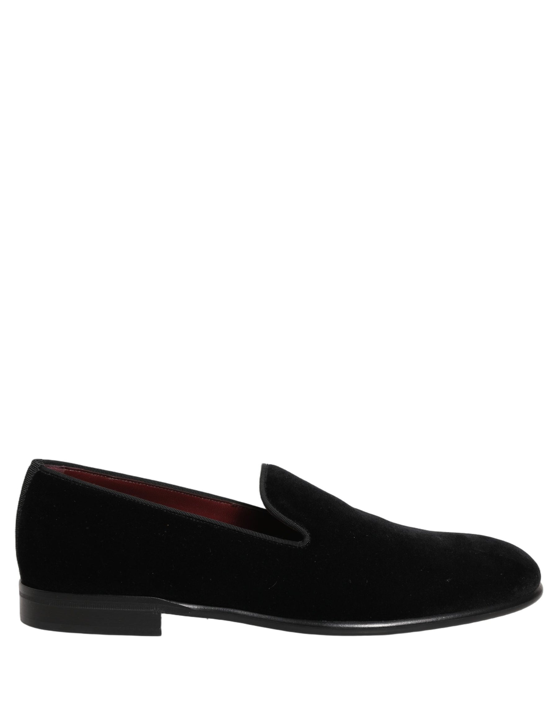 Dolce & Gabbana Black Velvet Loafers Formal Men Dress Shoes | Regal Royce