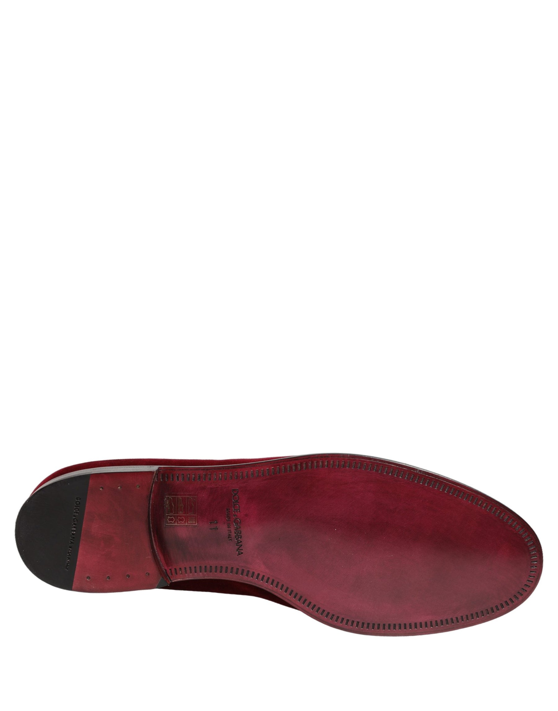 Dolce & Gabbana Maroon Velvet Slip On Men Dress Loafers Shoes | Regal Royce