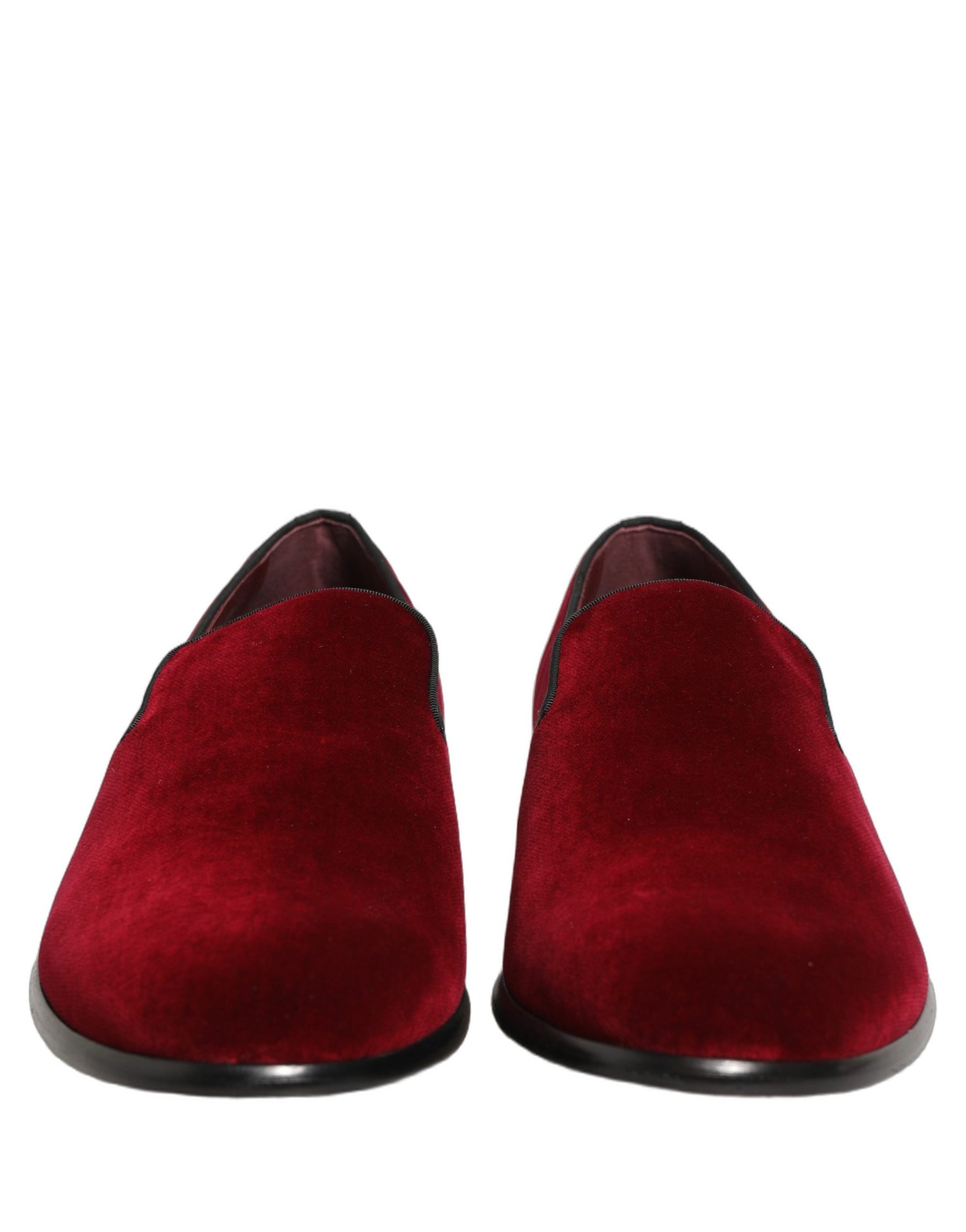 Dolce & Gabbana Maroon Velvet Slip On Men Dress Loafers Shoes | Regal Royce