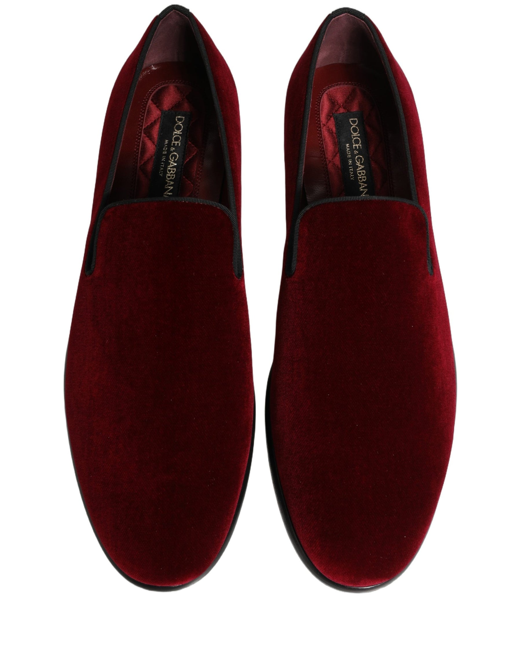 Dolce & Gabbana Maroon Velvet Slip On Men Dress Loafers Shoes | Regal Royce