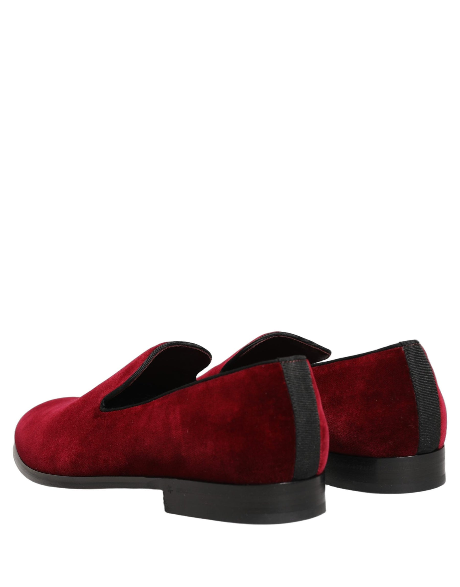 Dolce & Gabbana Maroon Velvet Slip On Men Dress Loafers Shoes | Regal Royce