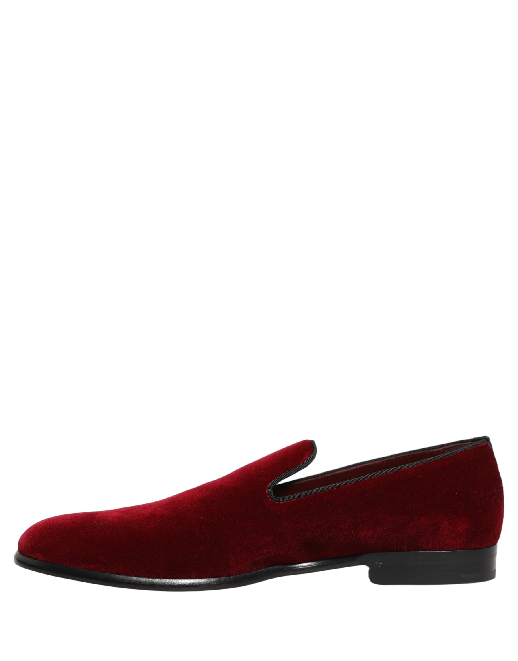 Dolce & Gabbana Maroon Velvet Slip On Men Dress Loafers Shoes | Regal Royce
