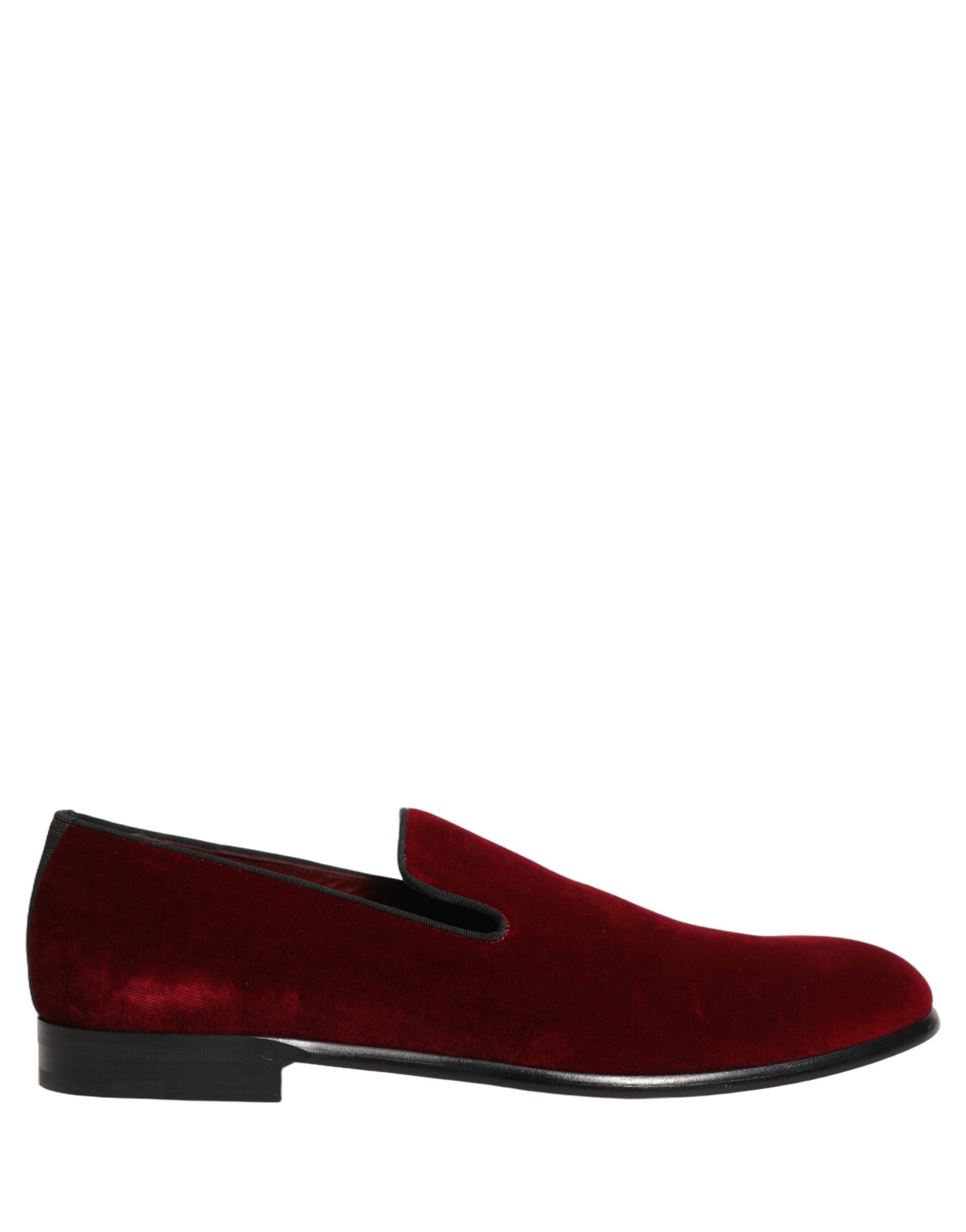 Dolce & Gabbana Maroon Velvet Slip On Men Dress Loafers Shoes | Regal Royce