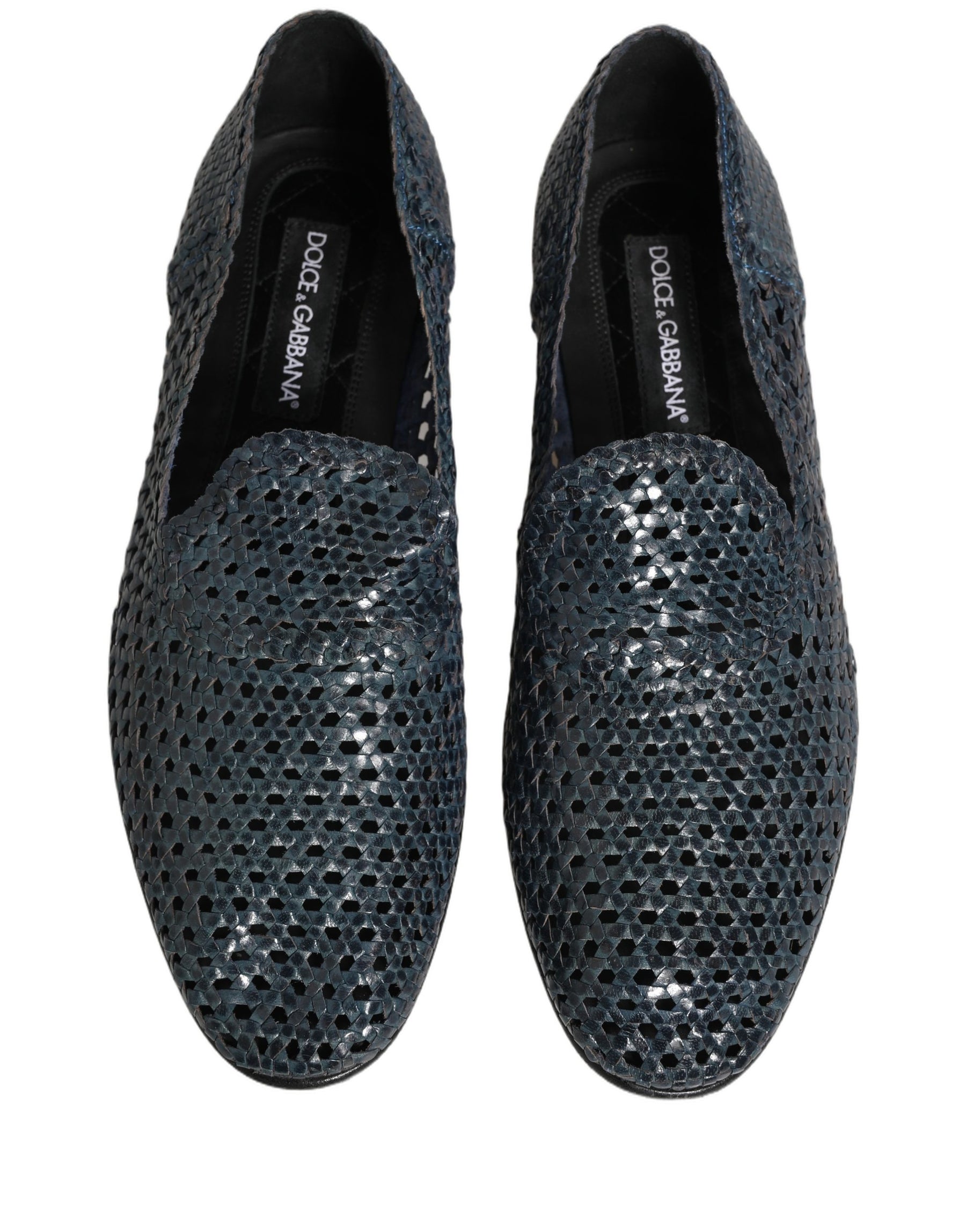 Dolce & Gabbana Blue Woven Raffia Slip On Loafers Men Shoes | Regal Royce