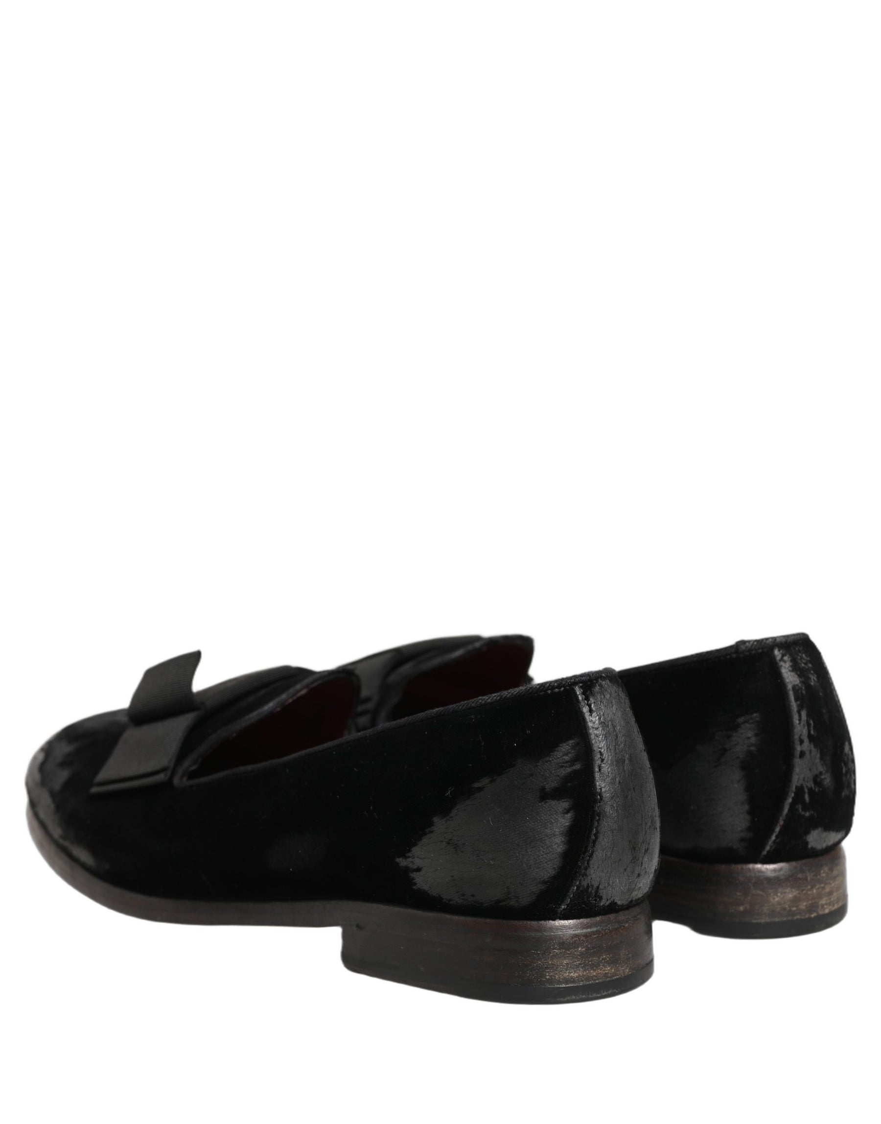 Dolce & Gabbana Black Velvet Loafers Formal Men Dress Shoes | Regal Royce