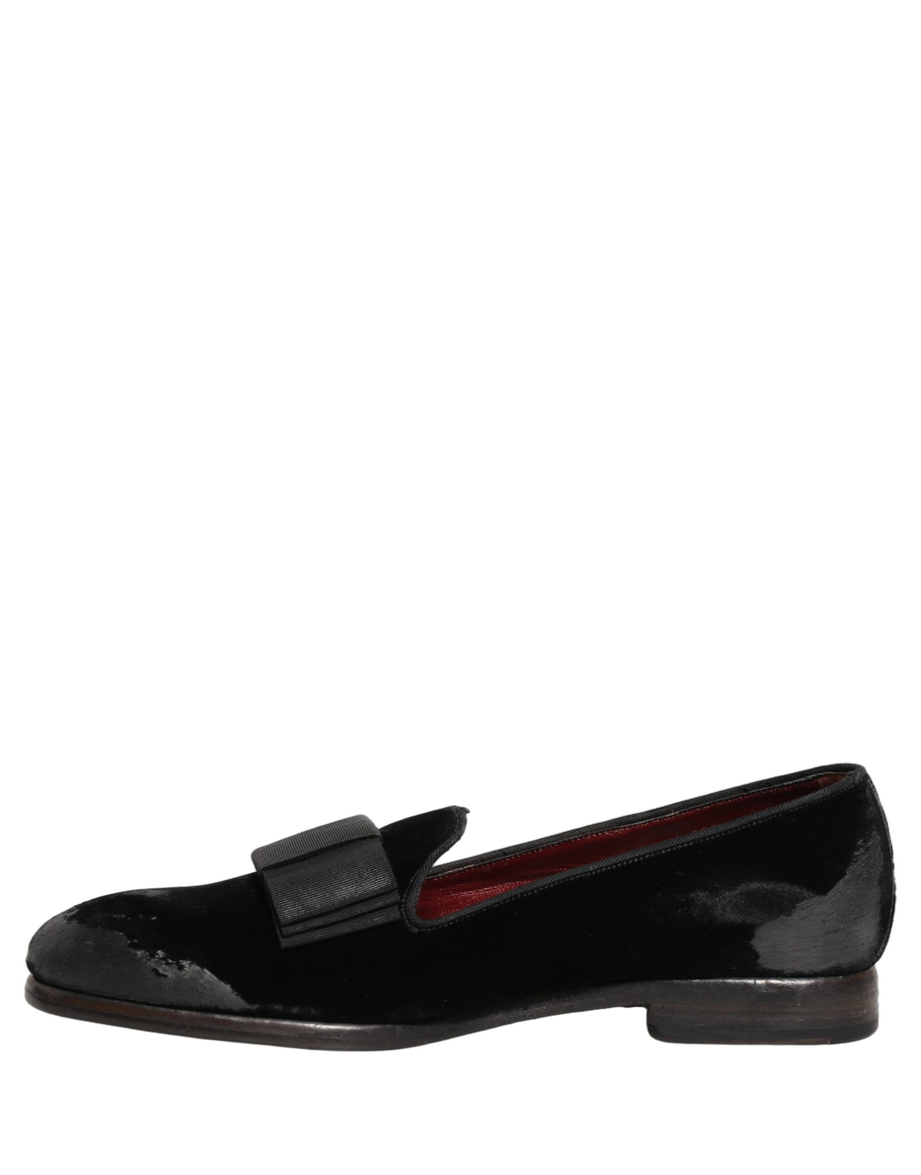 Dolce & Gabbana Black Velvet Loafers Formal Men Dress Shoes | Regal Royce