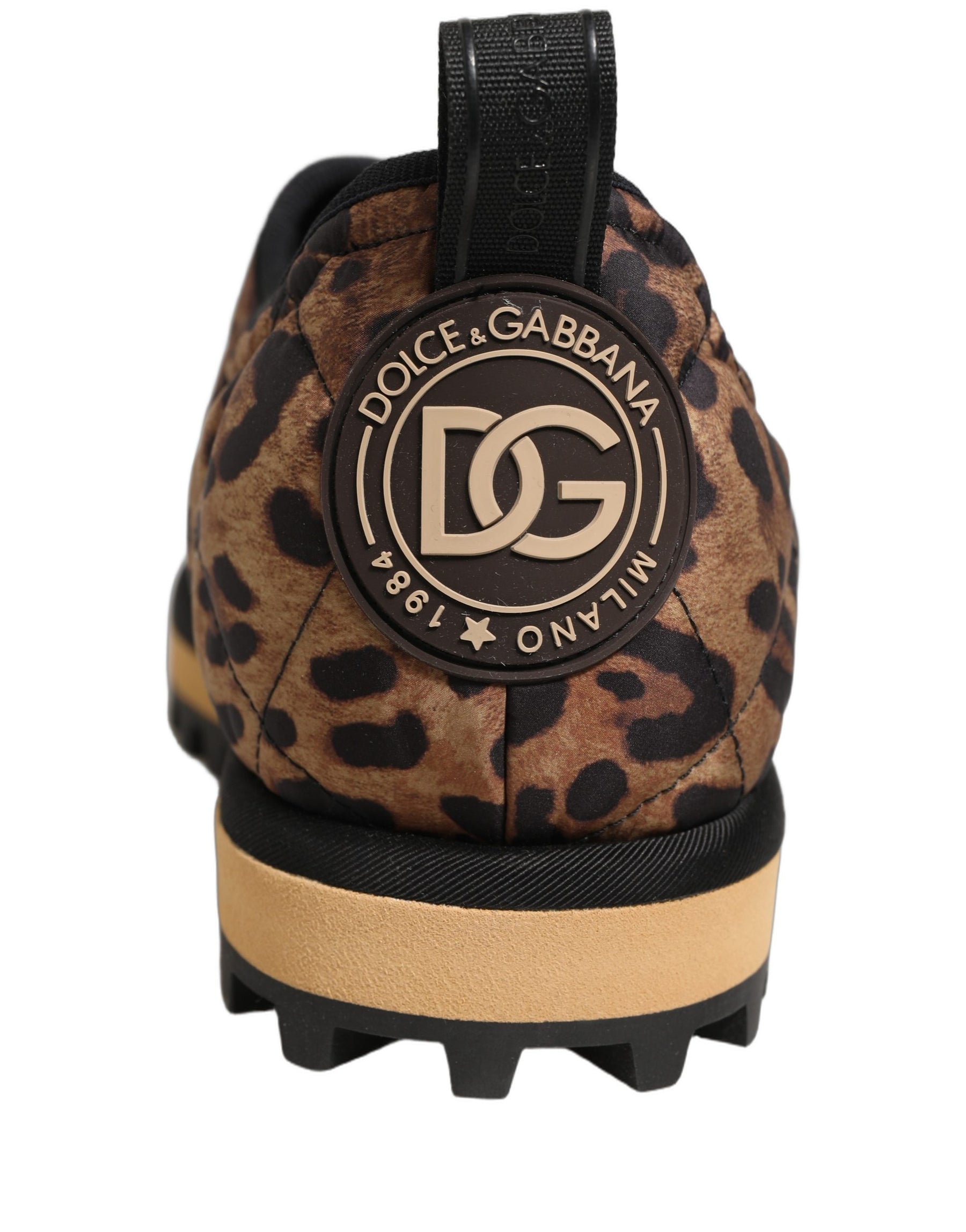 Dolce & Gabbana Brown Leopard Print Quilted Men Sneakers Shoes | Regal Royce