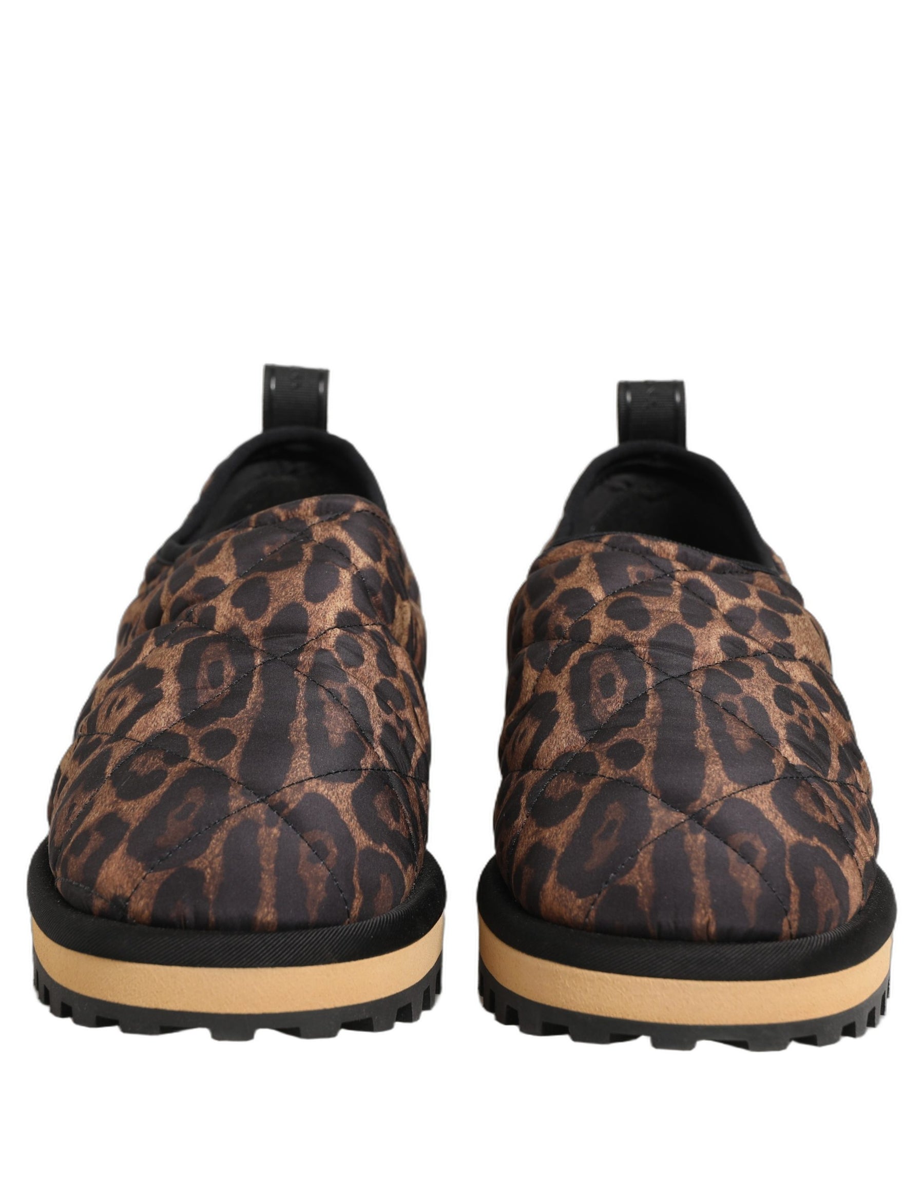 Dolce & Gabbana Brown Leopard Print Quilted Men Sneakers Shoes | Regal Royce