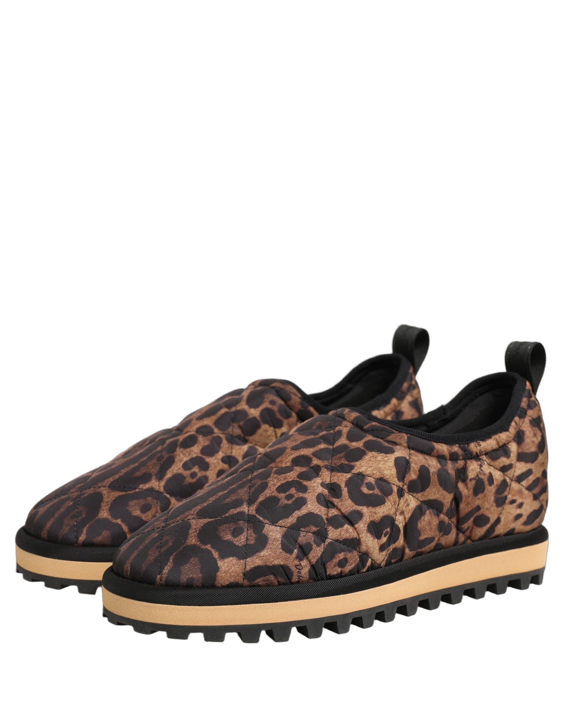 Dolce & Gabbana Brown Leopard Print Quilted Men Sneakers Shoes | Regal Royce