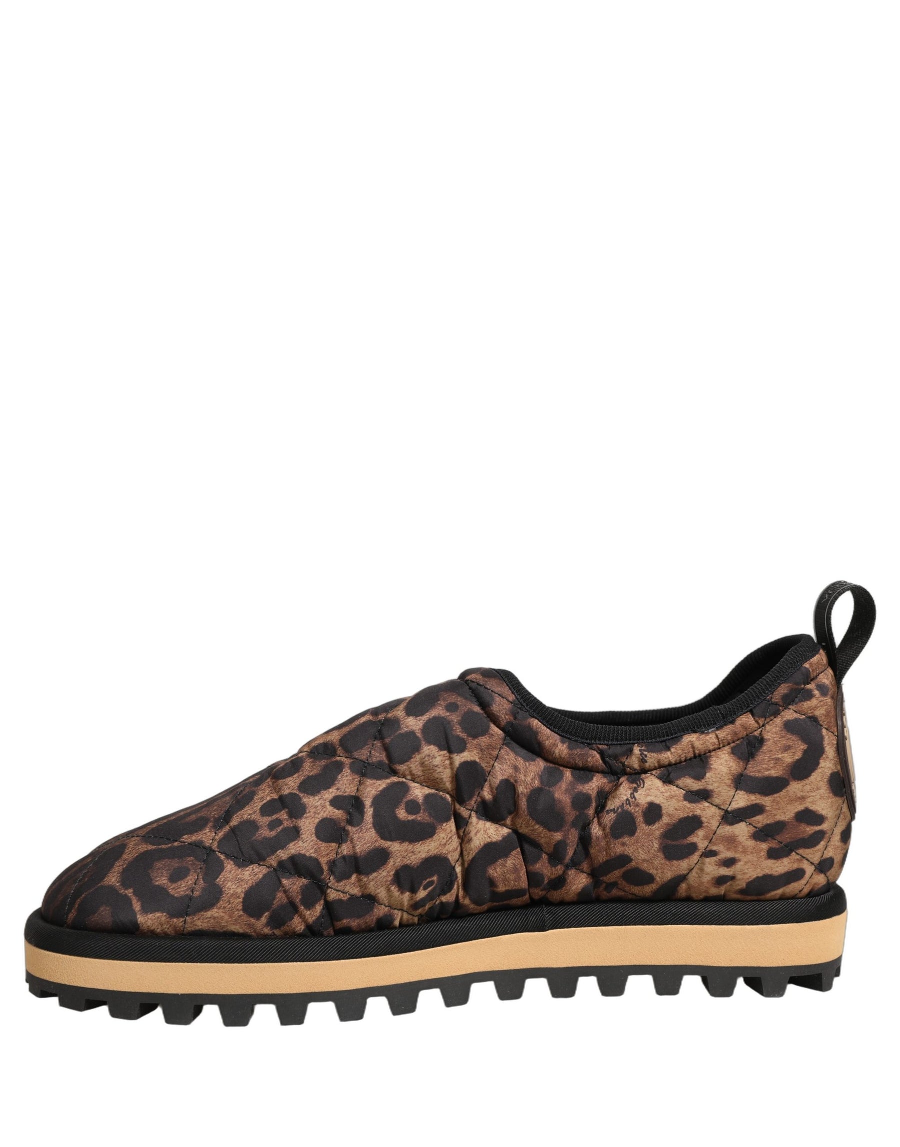 Dolce & Gabbana Brown Leopard Print Quilted Men Sneakers Shoes | Regal Royce