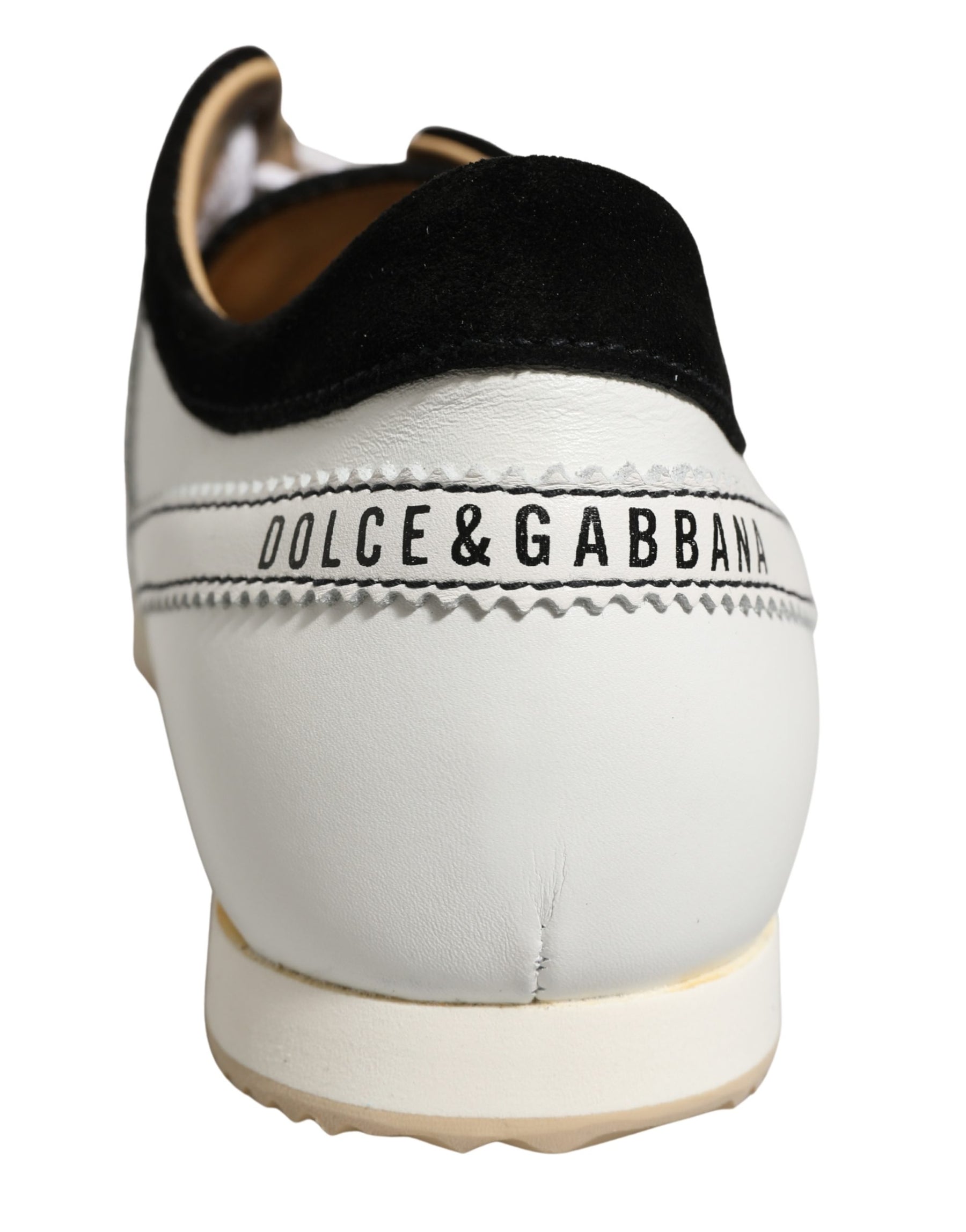 Dolce & Gabbana Black White Leather Suede Low Top Sneakers Shoes | Regal Royce