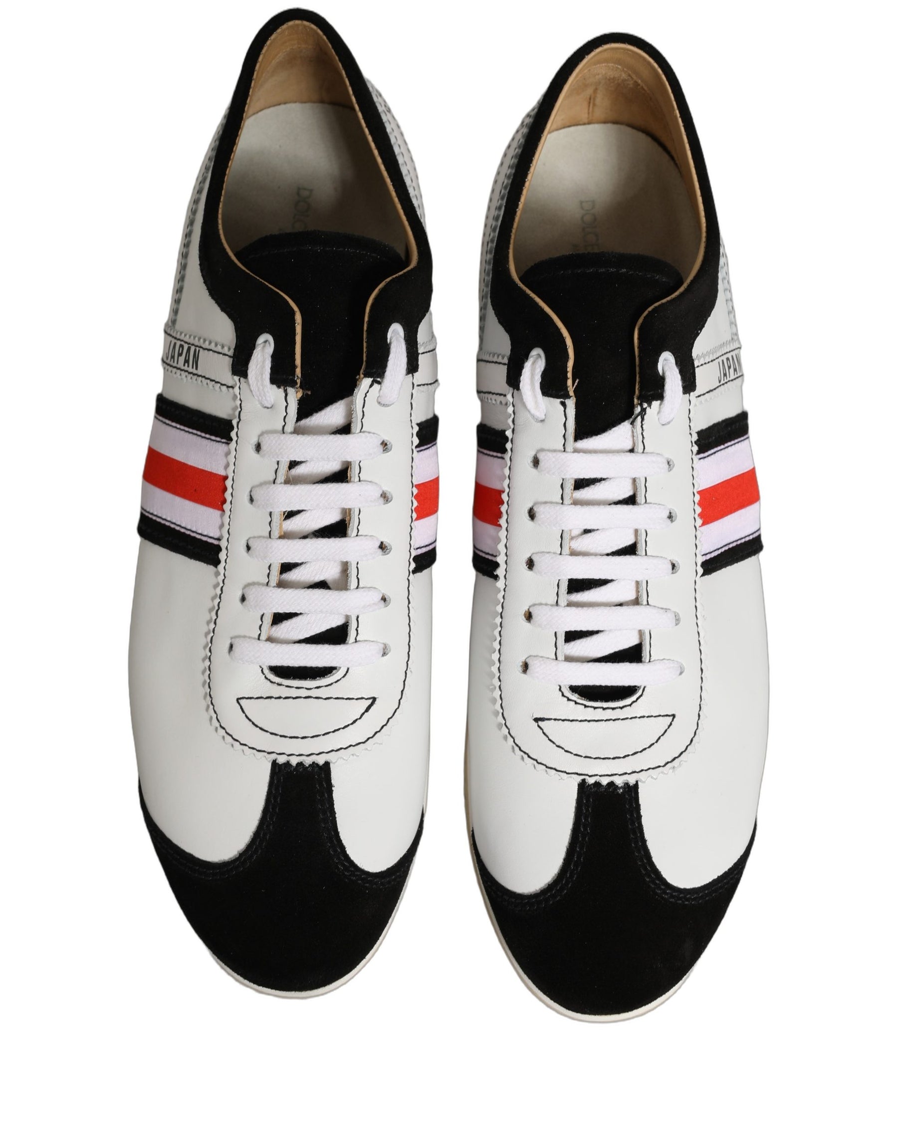 Dolce & Gabbana Black White Leather Suede Low Top Sneakers Shoes | Regal Royce