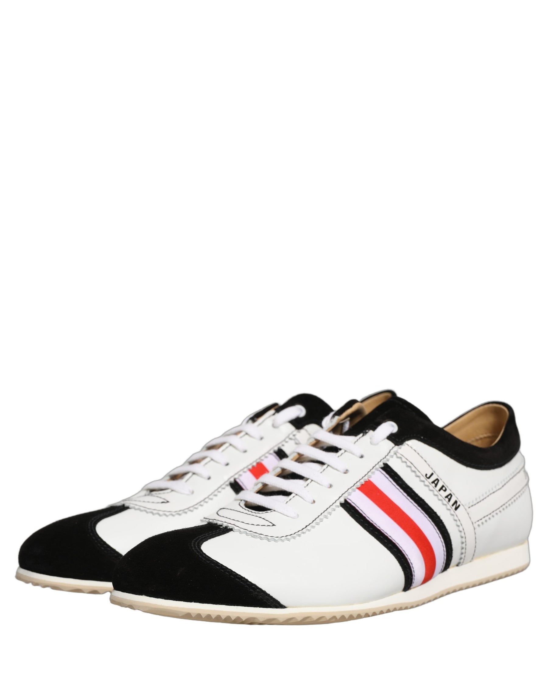 Dolce & Gabbana Black White Leather Suede Low Top Sneakers Shoes | Regal Royce