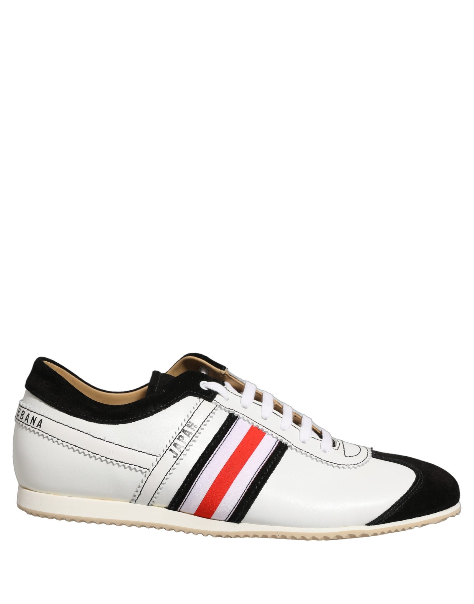 Dolce & Gabbana Black White Leather Suede Low Top Sneakers Shoes | Regal Royce