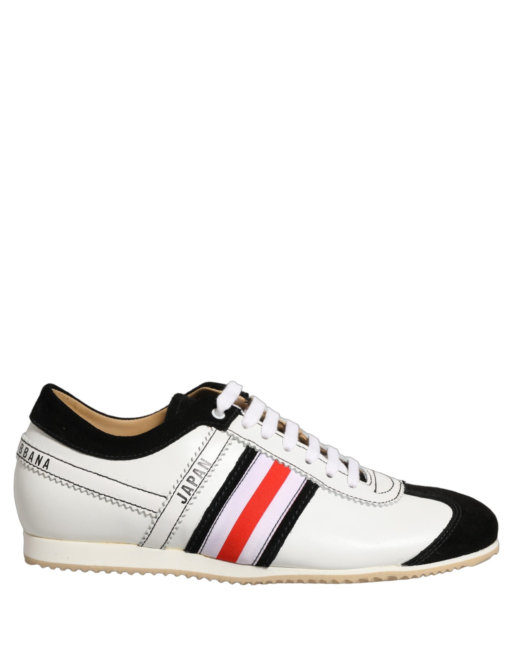 Dolce & Gabbana Black White Leather Suede Low Top Sneakers Shoes | Regal Royce