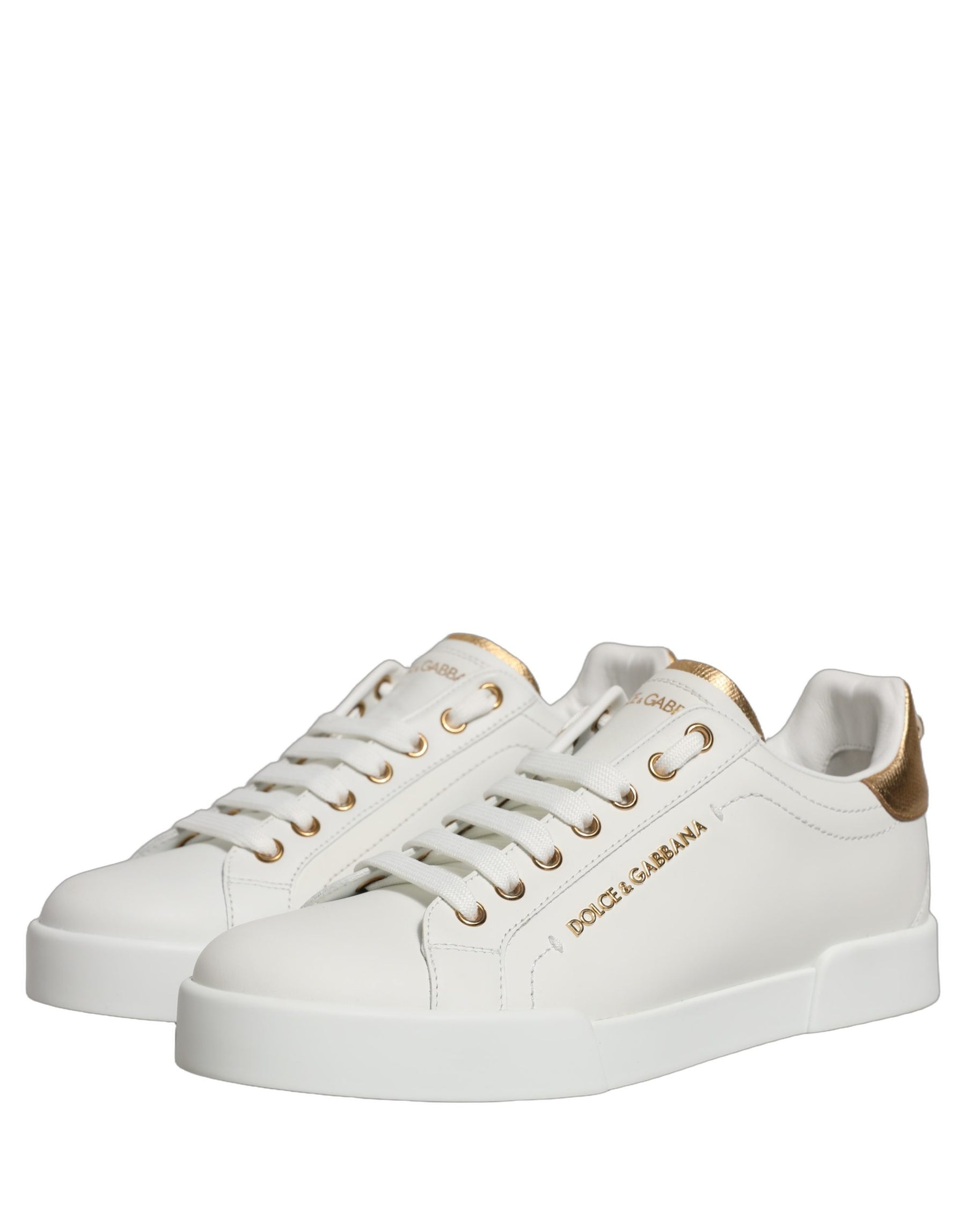 Dolce & Gabbana White Gold Embellished Low Top Sneakers Shoes | Regal Royce