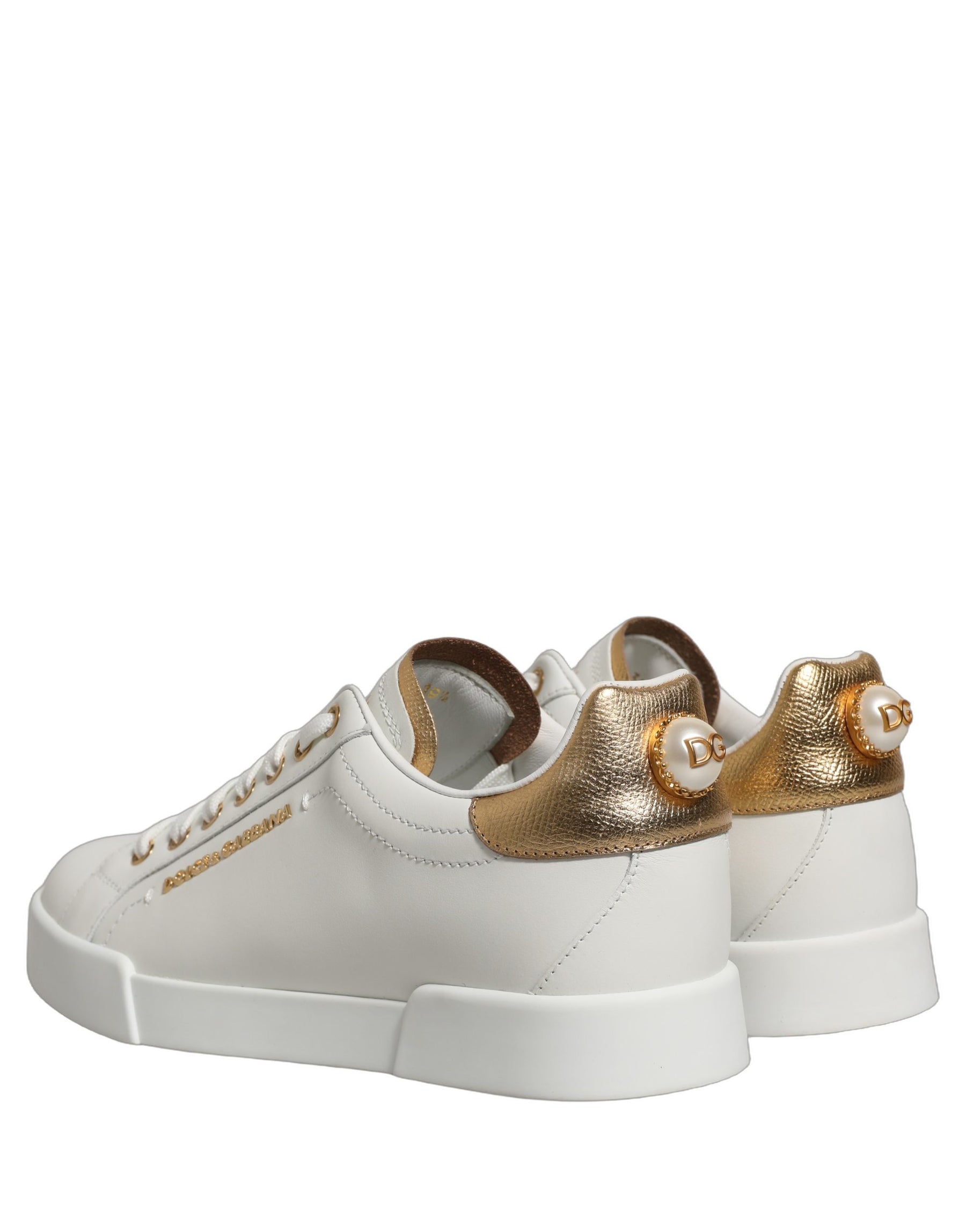 Dolce & Gabbana White Gold Embellished Low Top Sneakers Shoes | Regal Royce