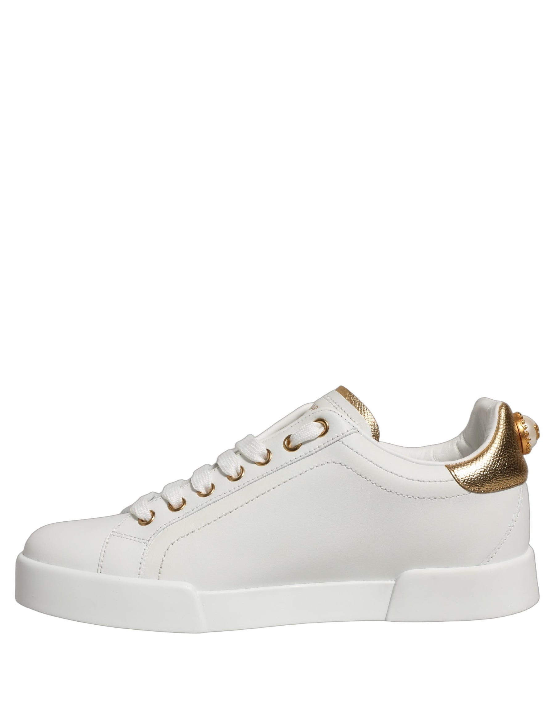 Dolce & Gabbana White Gold Embellished Low Top Sneakers Shoes | Regal Royce