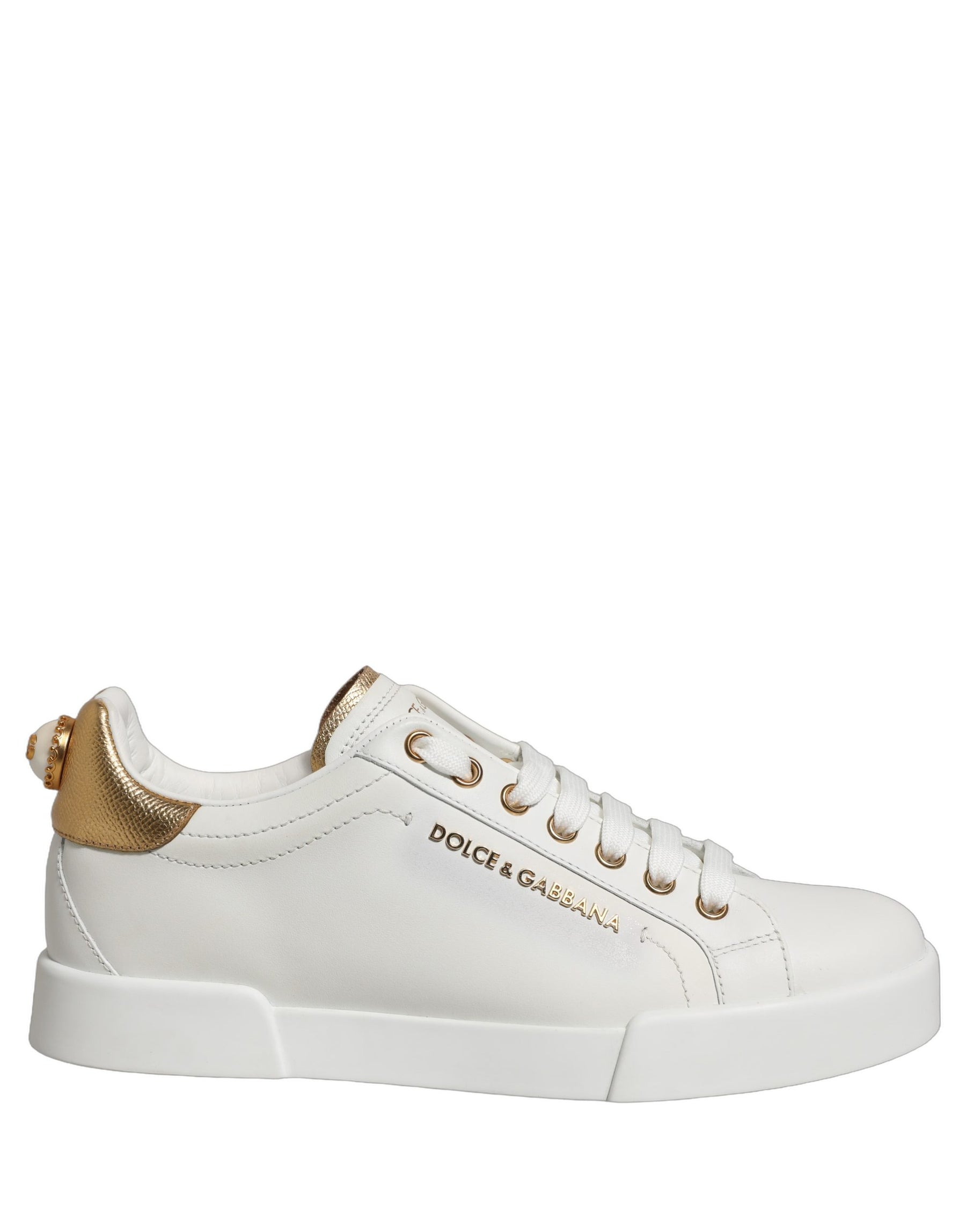 Dolce & Gabbana White Gold Embellished Low Top Sneakers Shoes | Regal Royce