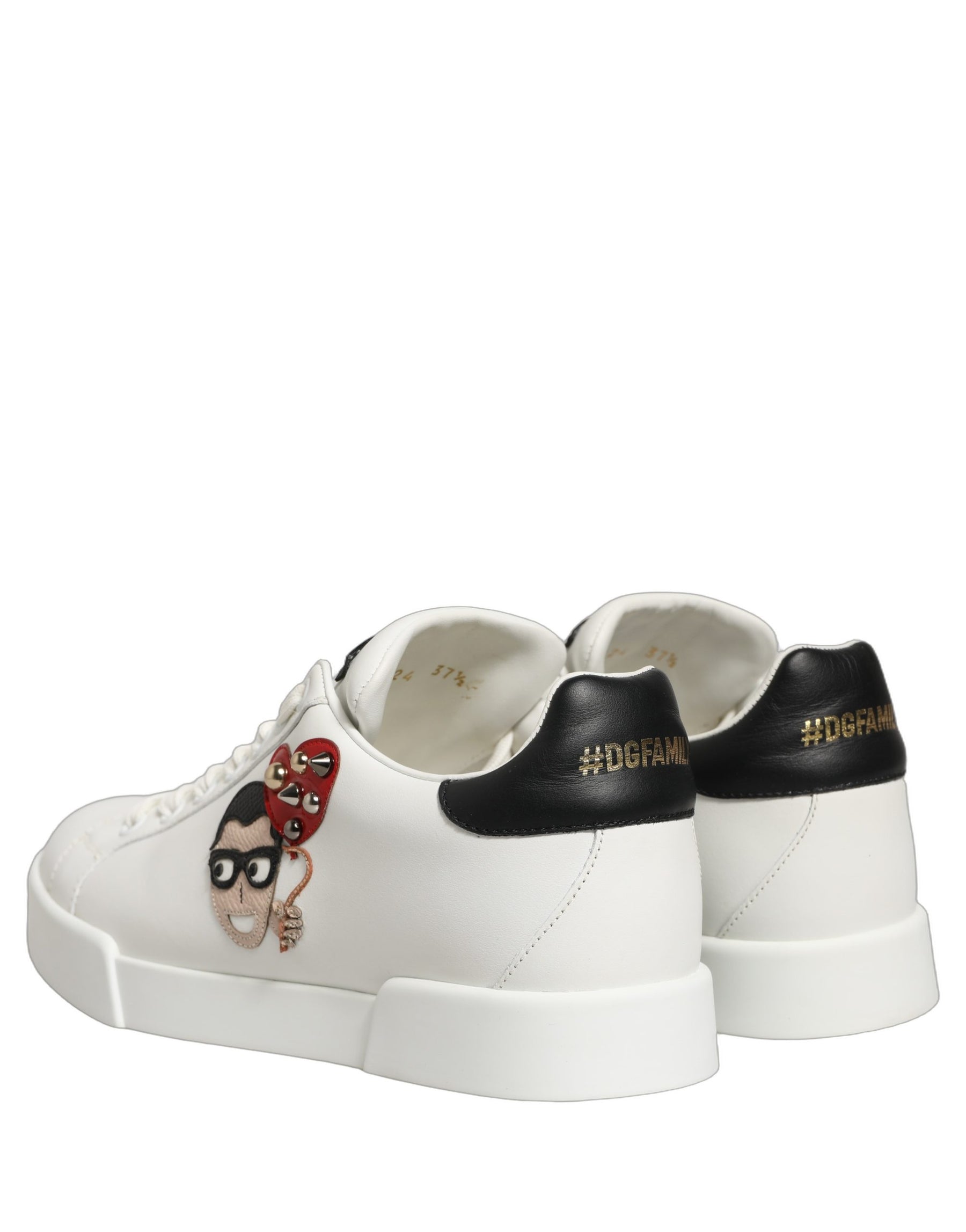 Dolce & Gabbana White Patch Calfskin Nappa Portofino Sneakers Shoes | Regal Royce