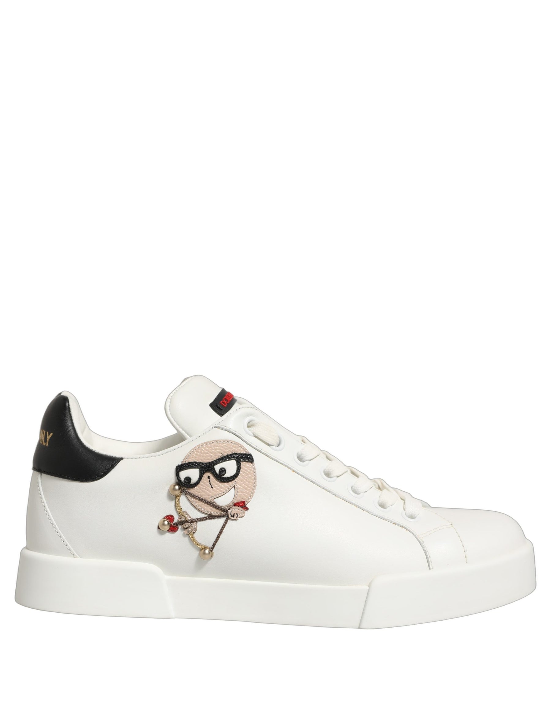 Dolce & Gabbana White Patch Calfskin Nappa Portofino Sneakers Shoes | Regal Royce
