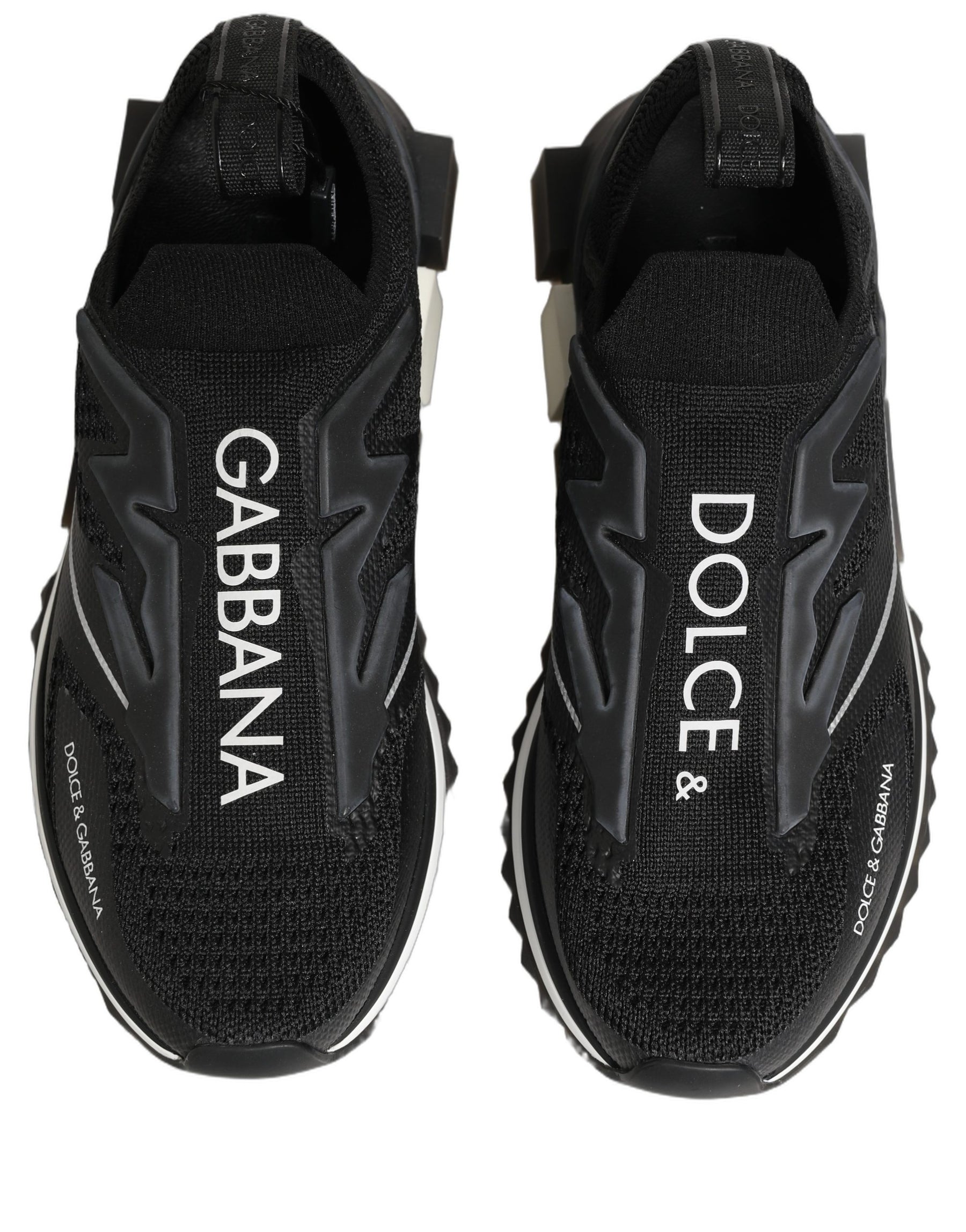 Dolce & Gabbana Black White Sorrento Slip-On Logo Sneakers Shoes | Regal Royce