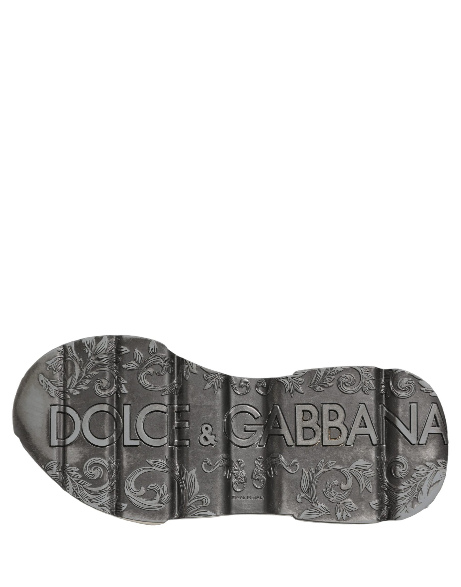 Dolce & Gabbana White Silver Daymaster Leather Low Top Sneakers Shoes | Regal Royce