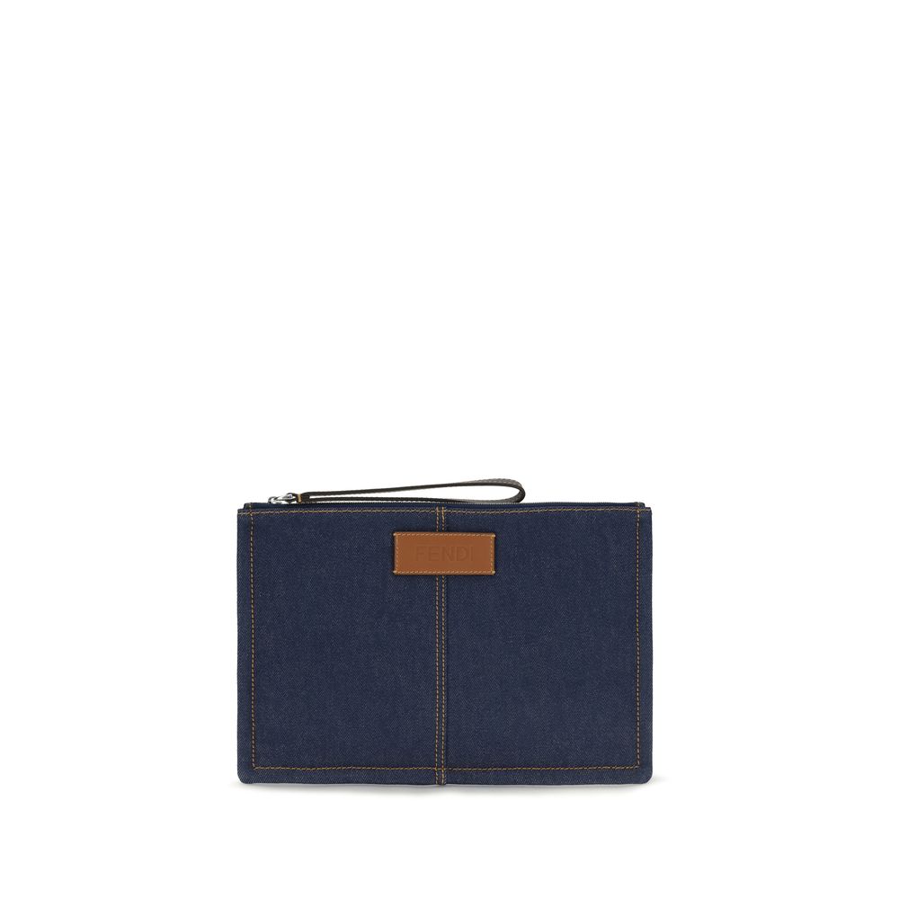 Fendi Blue Cotton Clutch Bag | Regal Royce