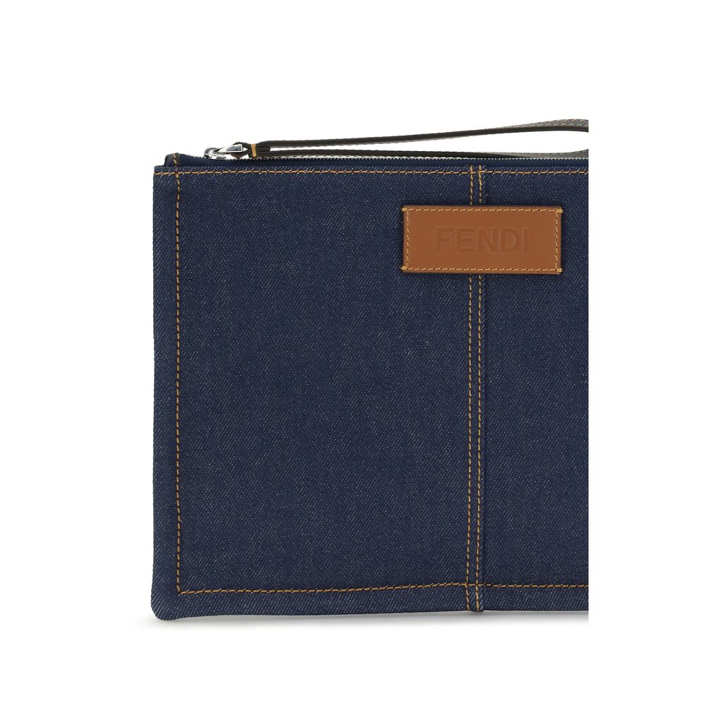 Fendi Blue Cotton Clutch Bag | Regal Royce