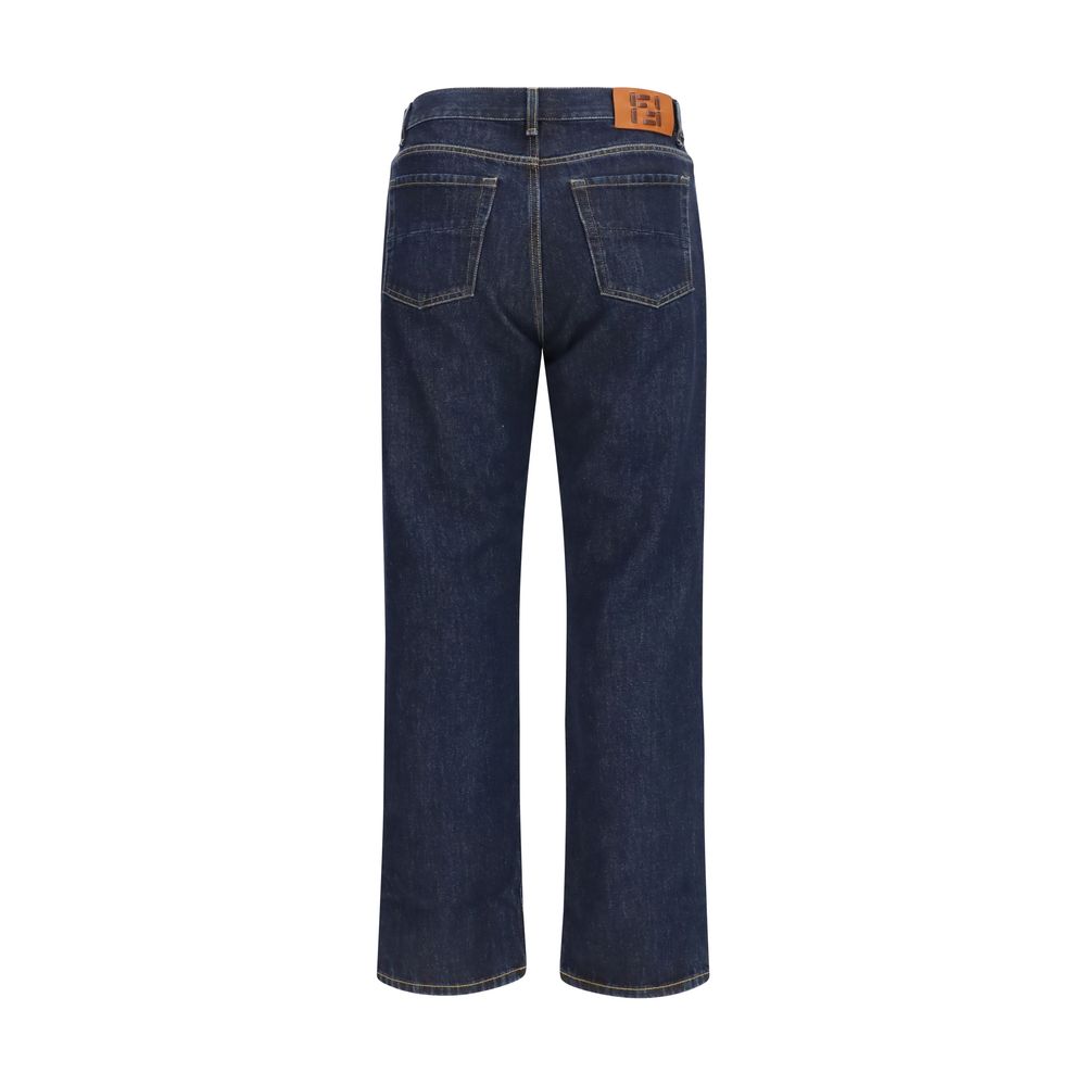 Fendi Blue Cotton Straight-Leg Jeans | Regal Royce