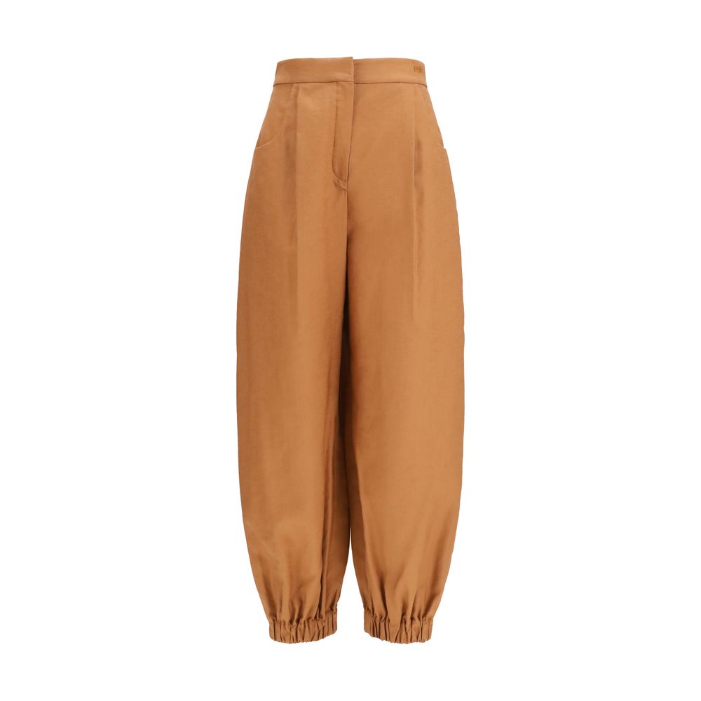 Fendi Brown Linen Casual Pants | Regal Royce