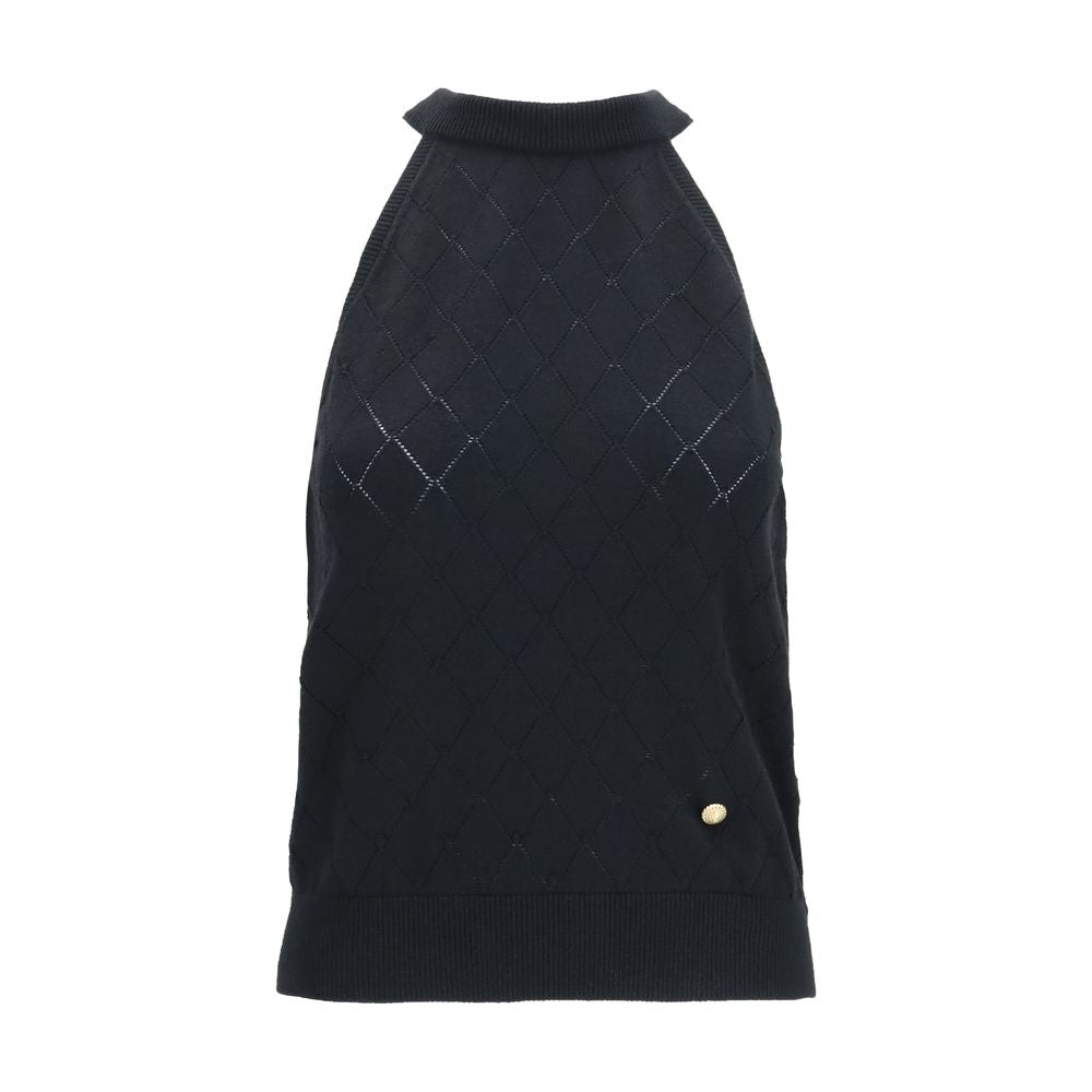 Balmain Black Wool Oves Aries Sleeveles T-Shirt | Regal Royce