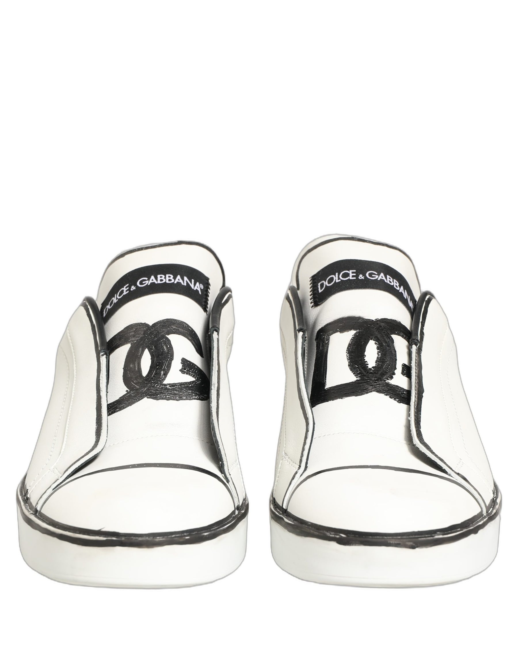 Dolce & Gabbana White Leather Portofino Low Top Sneakers Shoes | Regal Royce