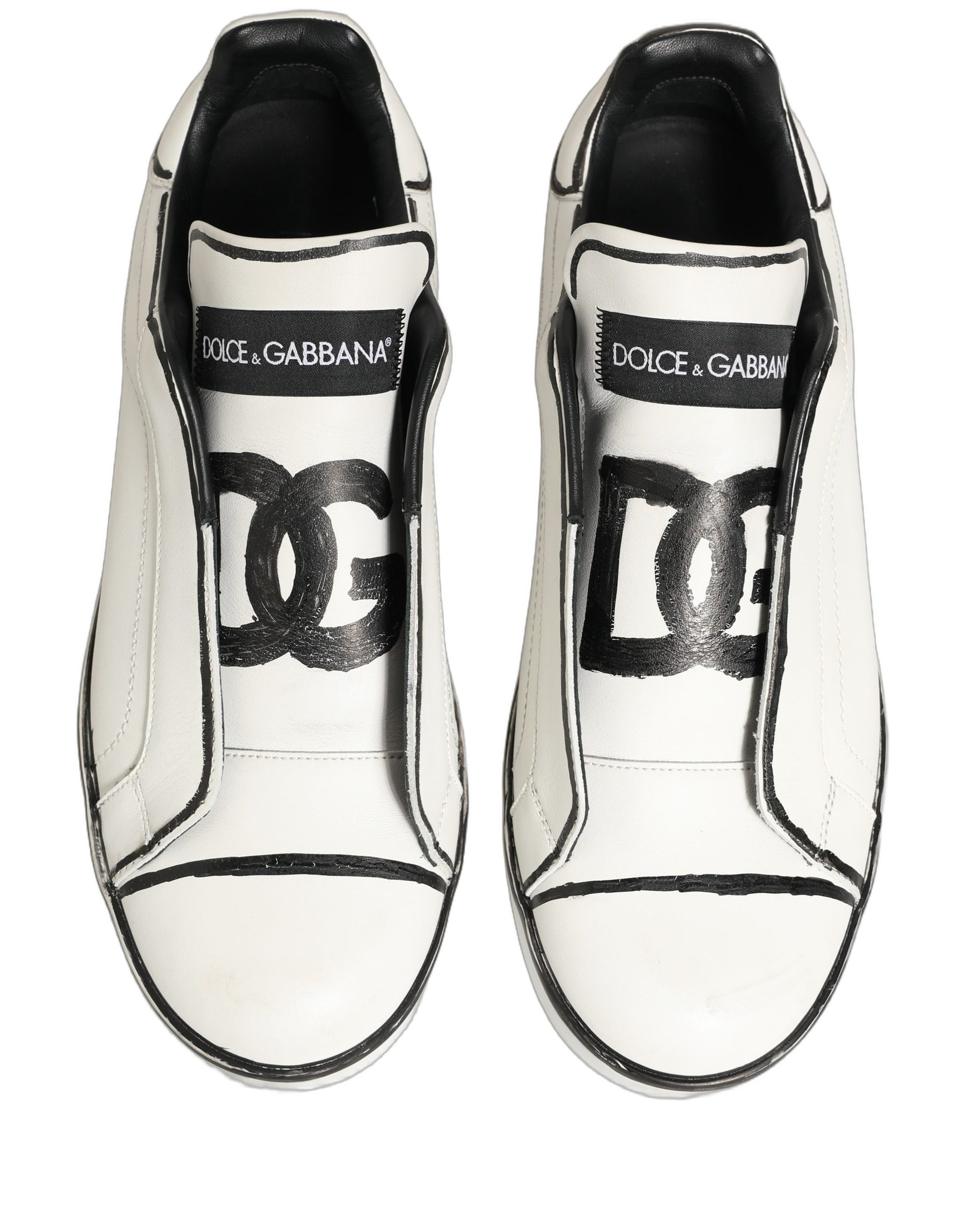 Dolce & Gabbana White Leather Portofino Low Top Sneakers Shoes | Regal Royce