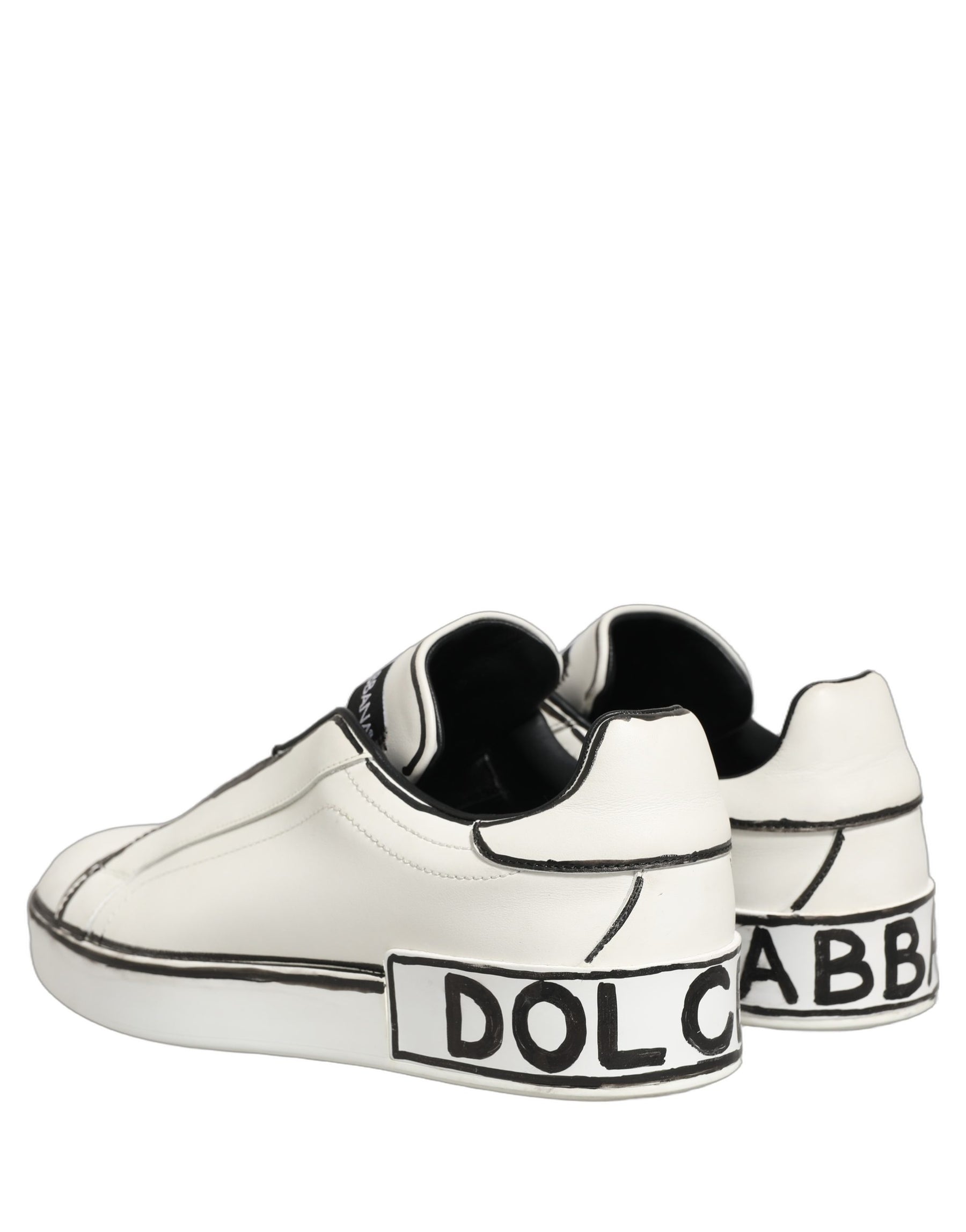 Dolce & Gabbana White Leather Portofino Low Top Sneakers Shoes | Regal Royce