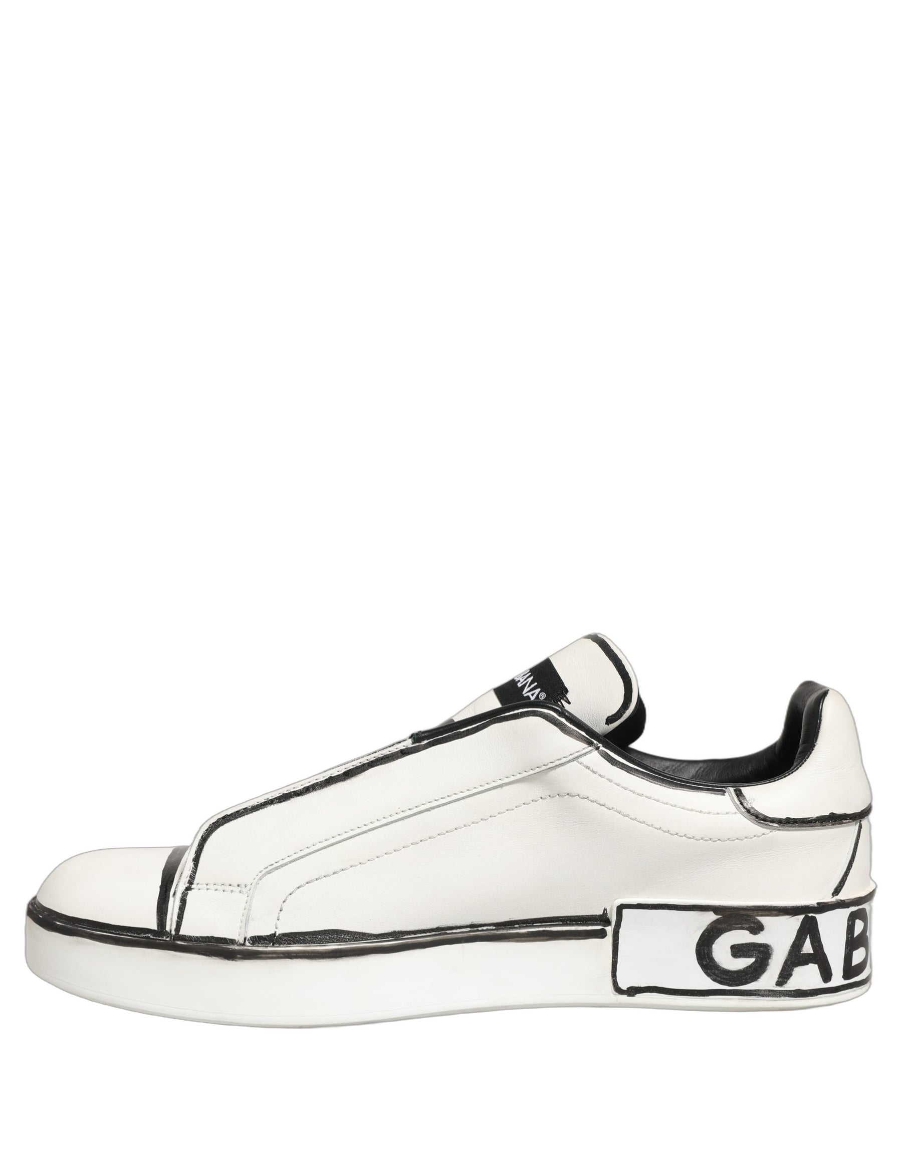 Dolce & Gabbana White Leather Portofino Low Top Sneakers Shoes | Regal Royce