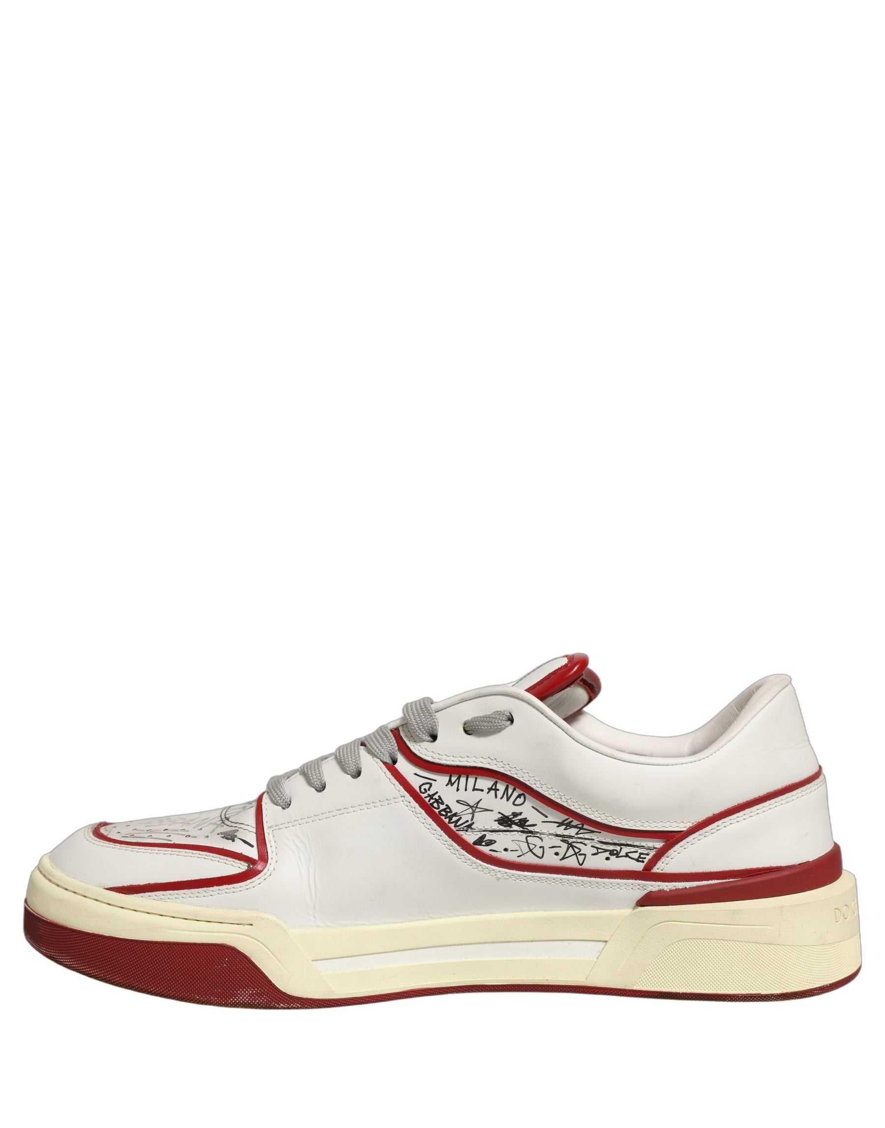 Dolce & Gabbana White Red New Roma Graffiti Sneakers Shoes | Regal Royce
