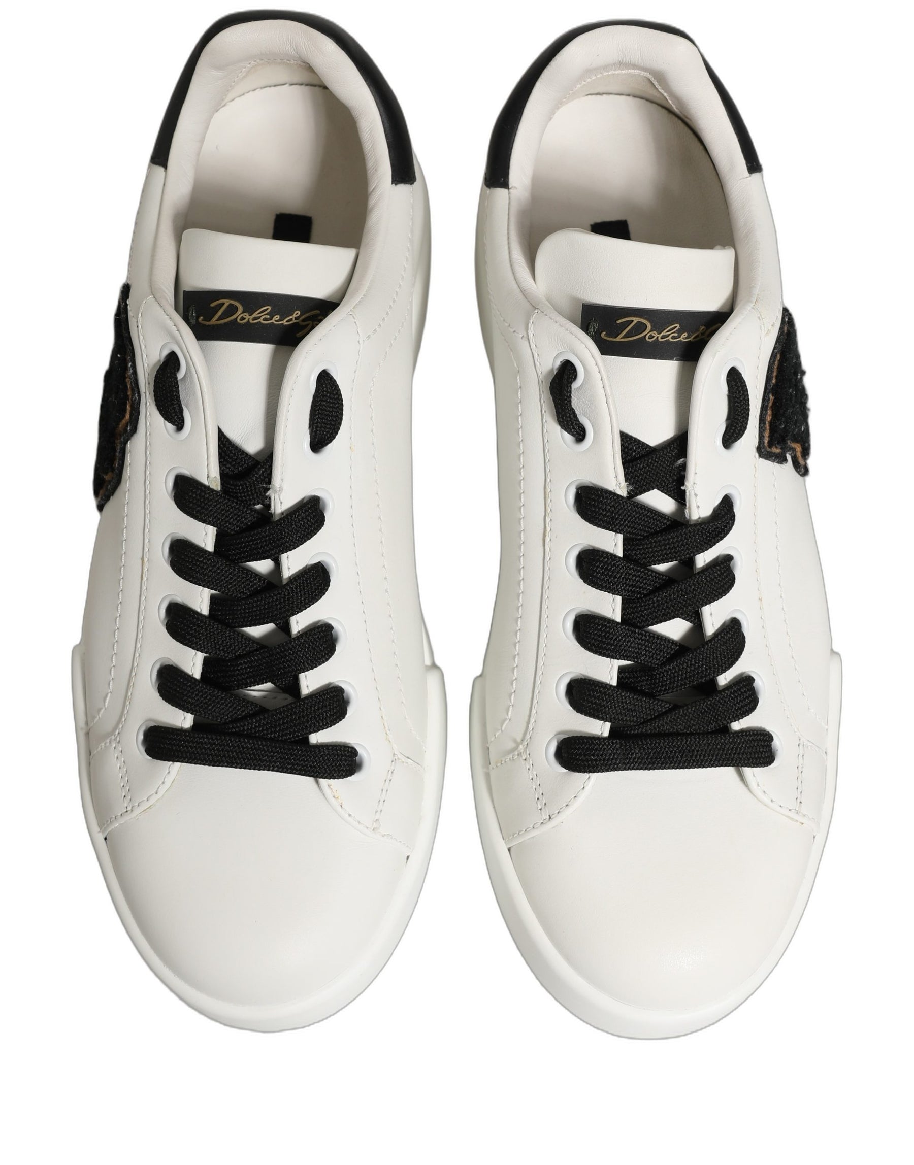 Dolce & Gabbana White Leather DG Logo Low Top Sneakers Shoes | Regal Royce