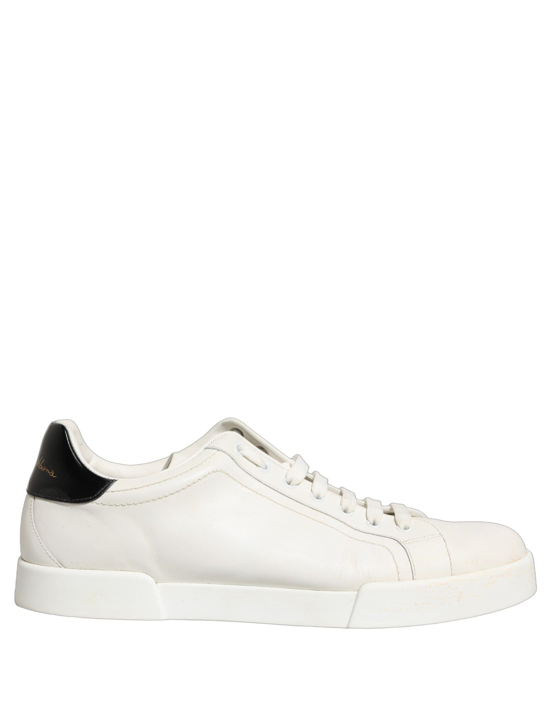 Dolce & Gabbana White Black Leather Lace Up Sneakers Shoes | Regal Royce