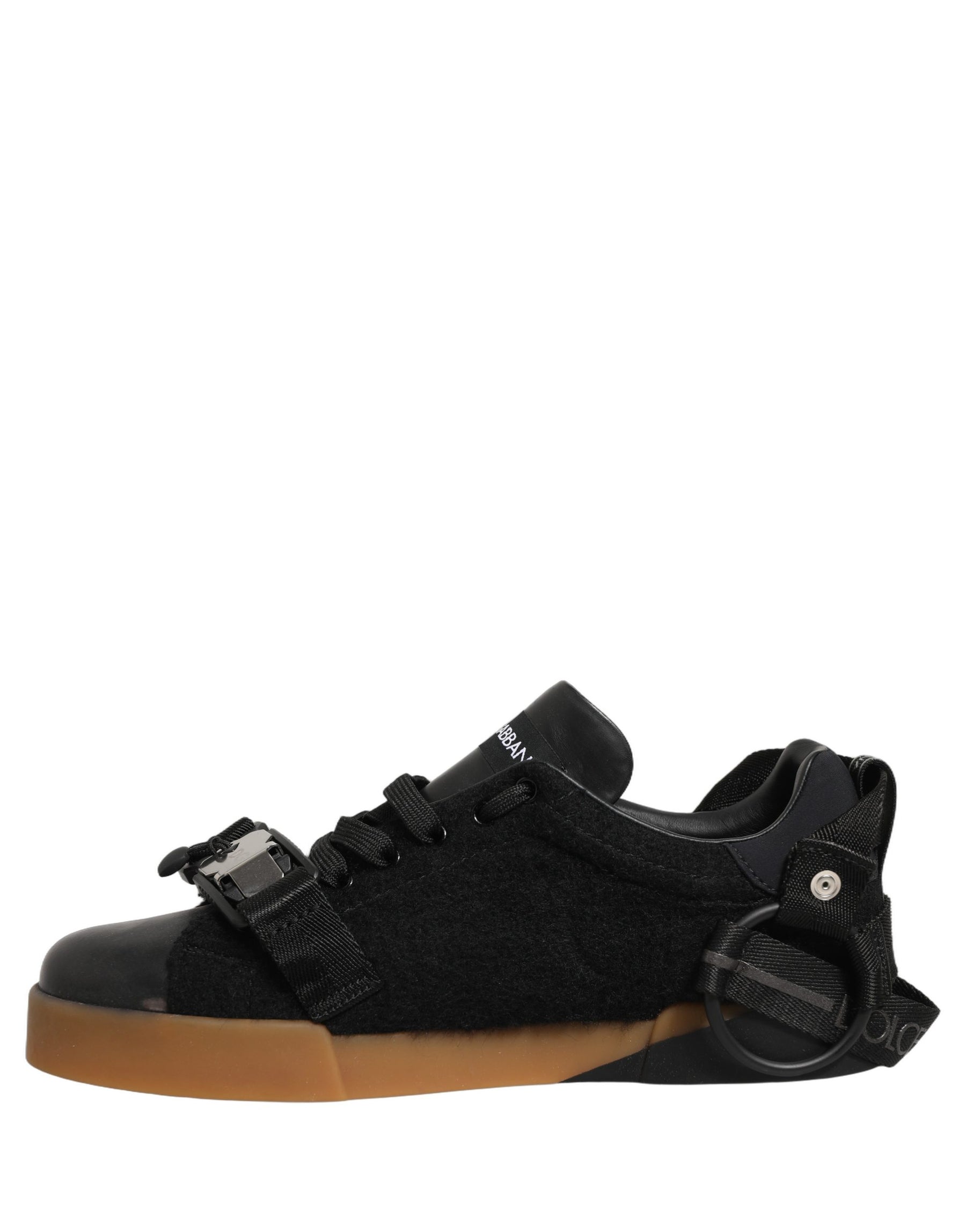 Dolce & Gabbana Black Leather Low Trainers Men Sneakers Shoes | Regal Royce