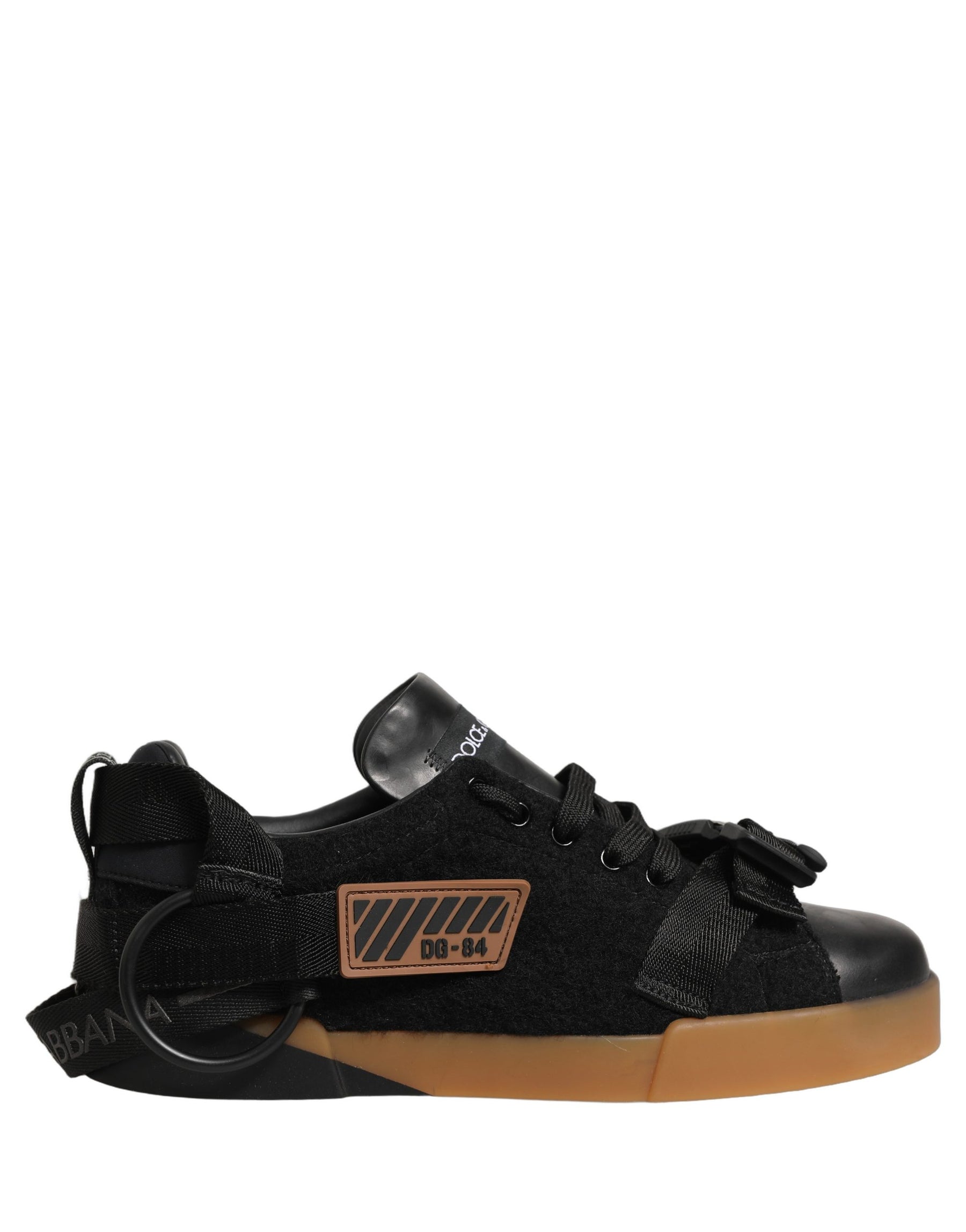 Dolce & Gabbana Black Leather Low Trainers Men Sneakers Shoes | Regal Royce