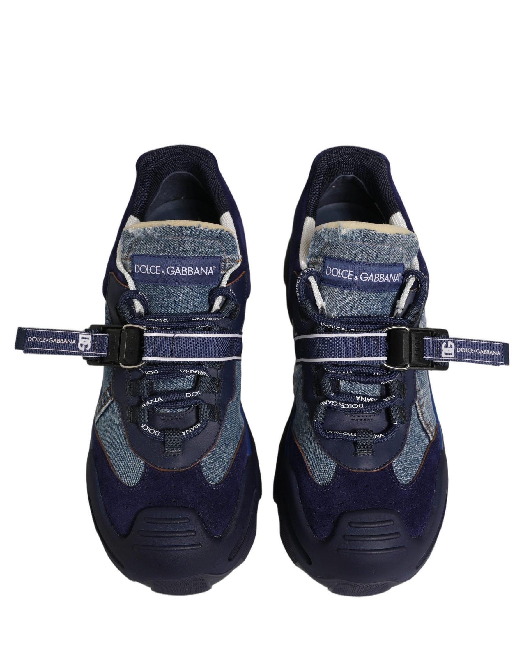 Dolce & Gabbana Blue Airmaster Panelled Low Top Denim Sneakers Shoes | Regal Royce