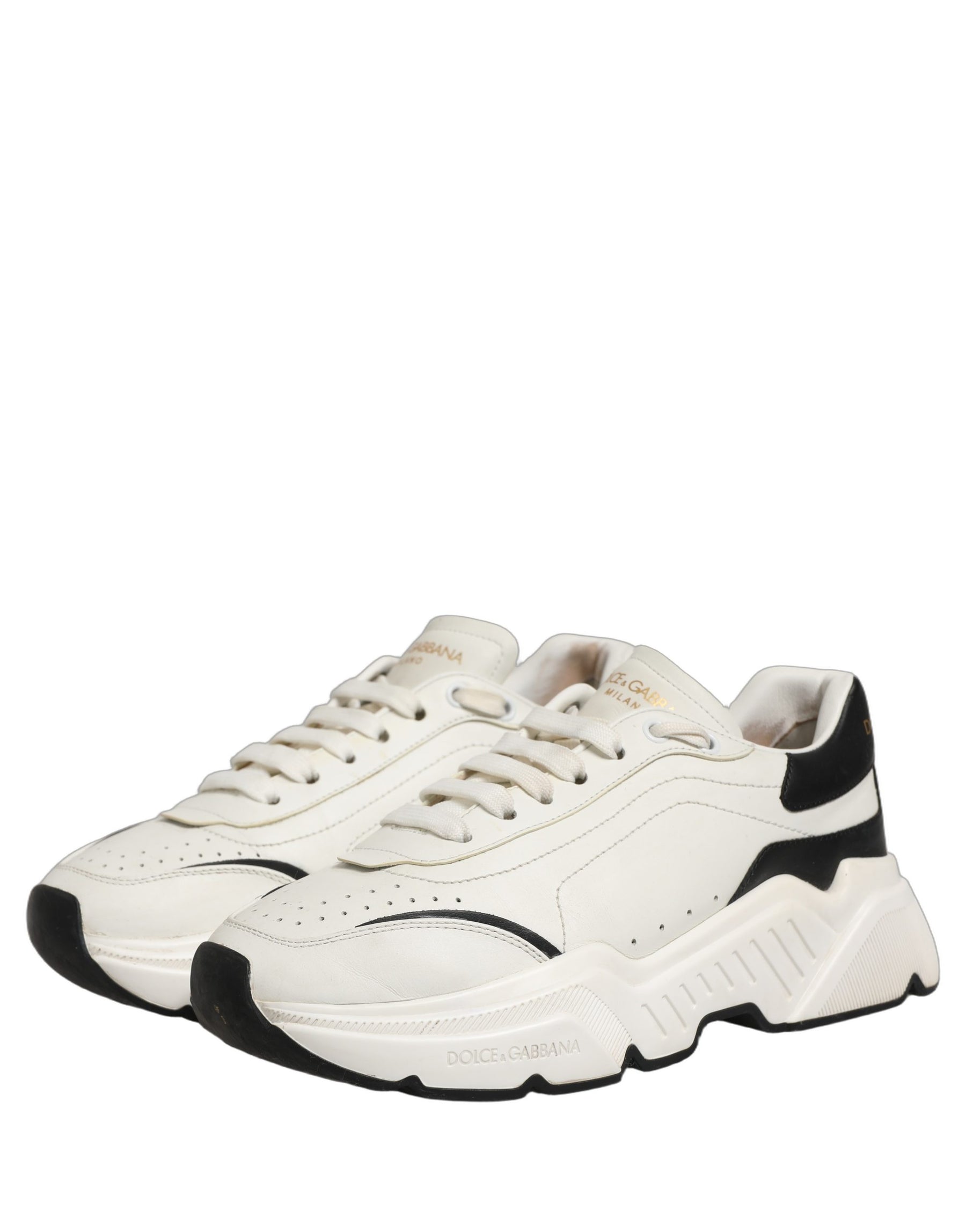 Dolce & Gabbana White Black Daymaster Low Top Men Sneakers Shoes | Regal Royce